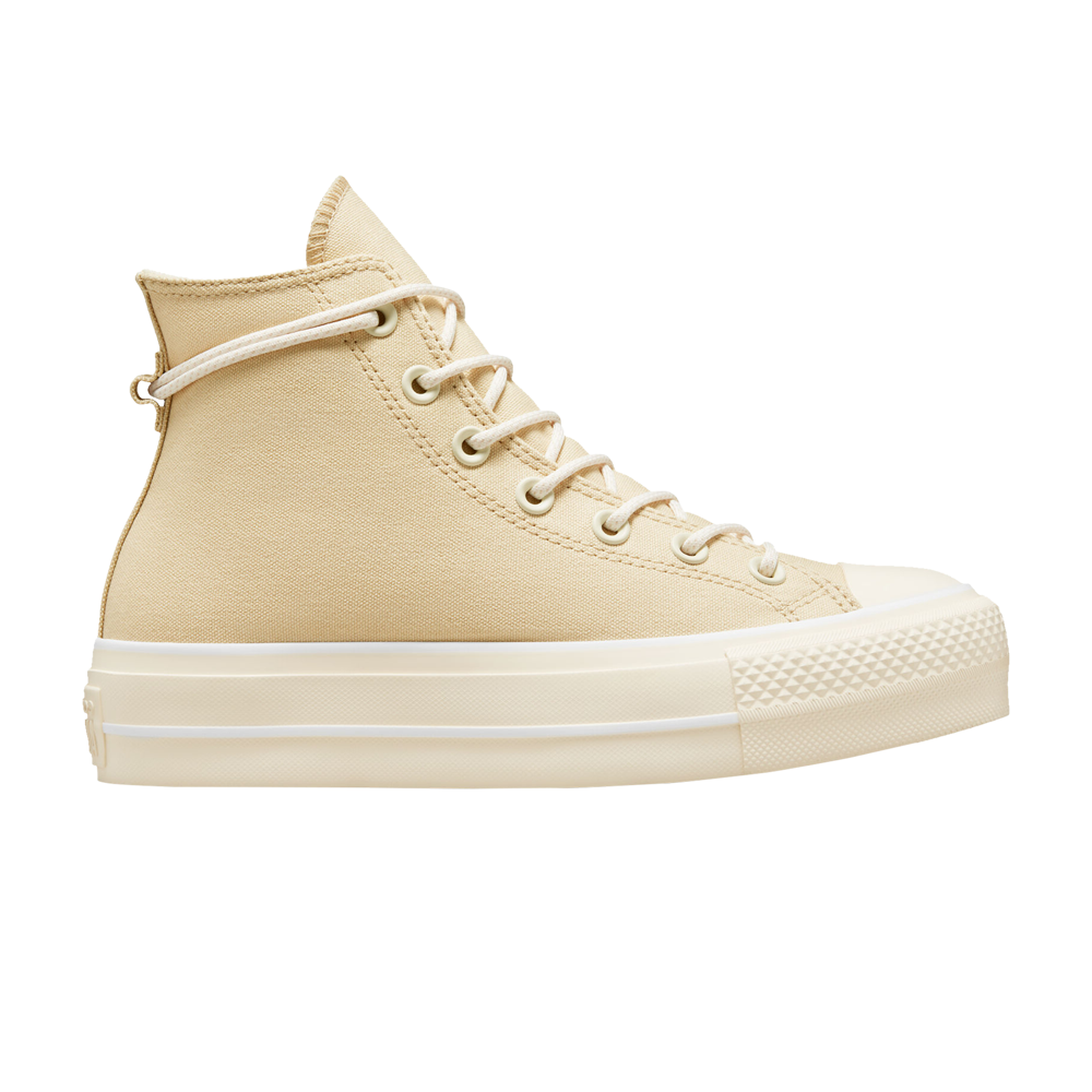Pre-owned Converse Wmns Chuck Taylor All Star Lift Platform Canvas High 'oat Milk' In Tan