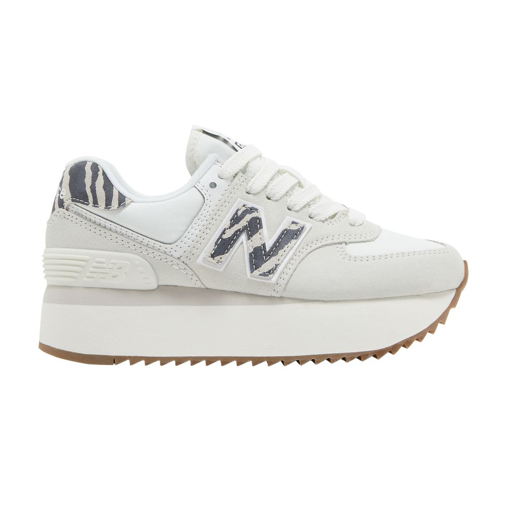Pre-owned New Balance Wmns 574+ 'sea Salt Animal Print' In Grey