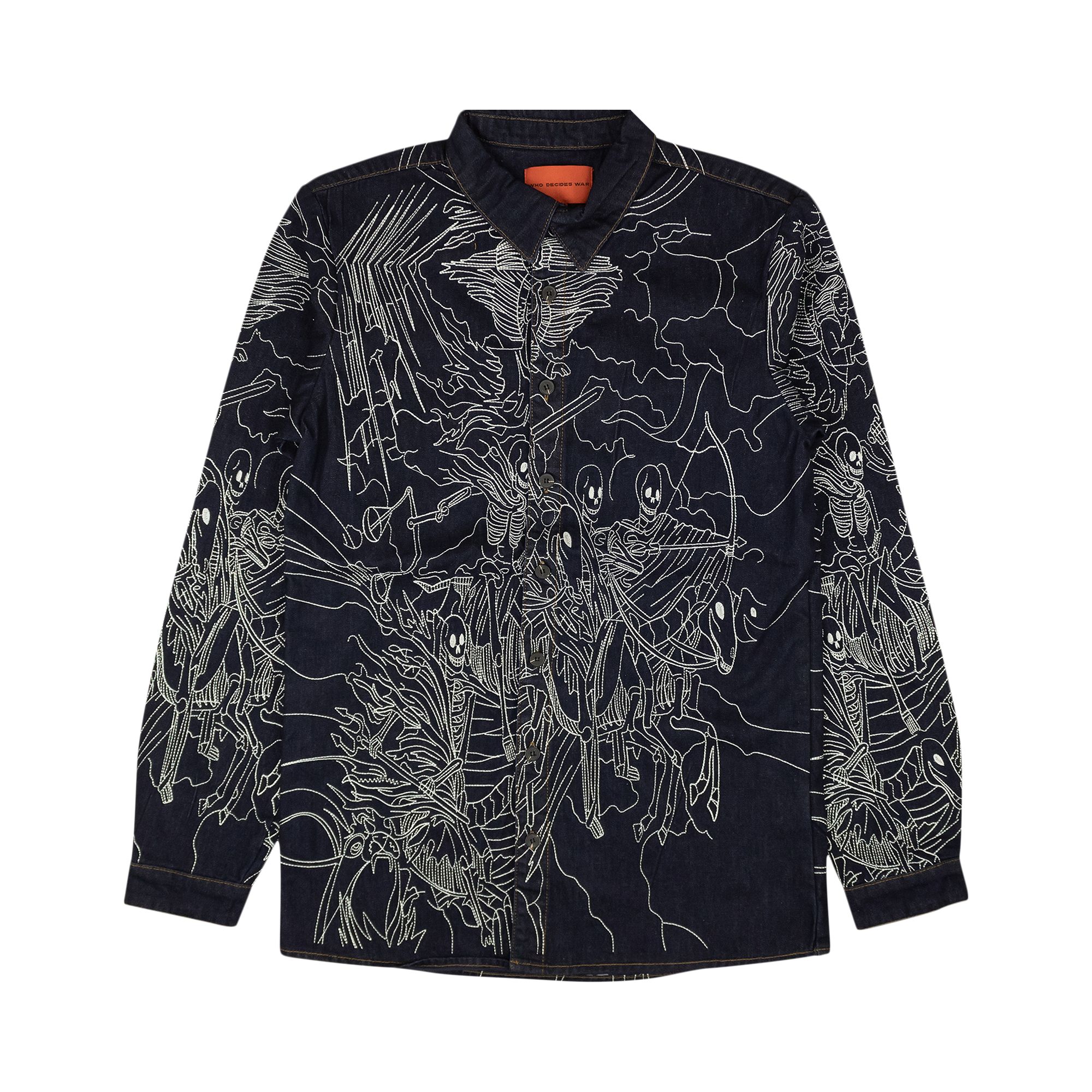 WHO DECIDES WAR WHO DECIDES WAR DENIM EMBROIDED FOUR HORSEMAN WORKSHIRT 'BLUE'