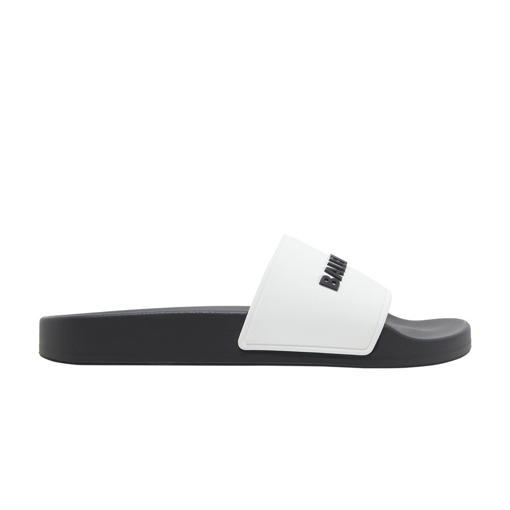 Pre-owned Balenciaga Wmns Pool Slides 'white Black' | Women's Size 35