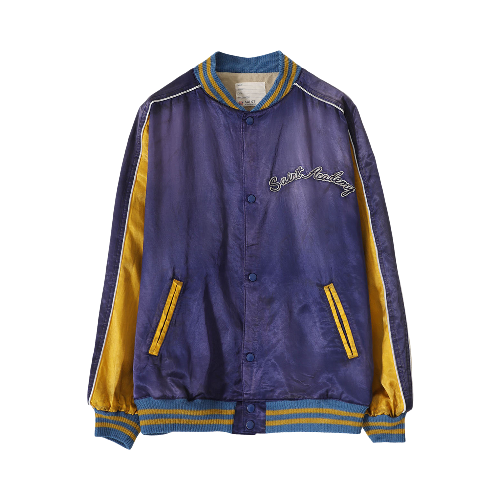 Pre-owned Saint Michael Saint Academy Stadium Jacket 'navy/yellow' In Multi-color