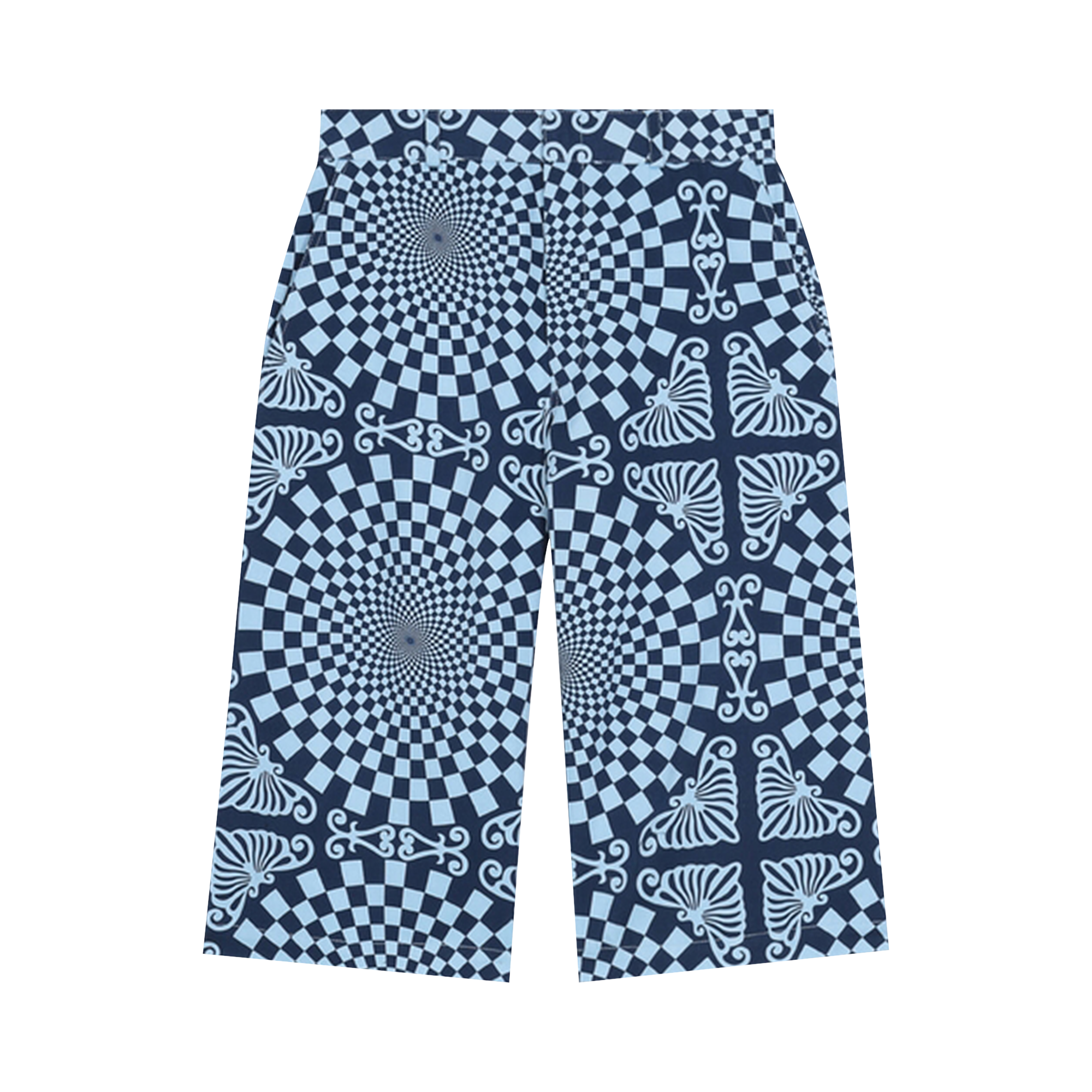 Pre-owned Bluemarble Folk Checkerboard Print Shorts 'blue'