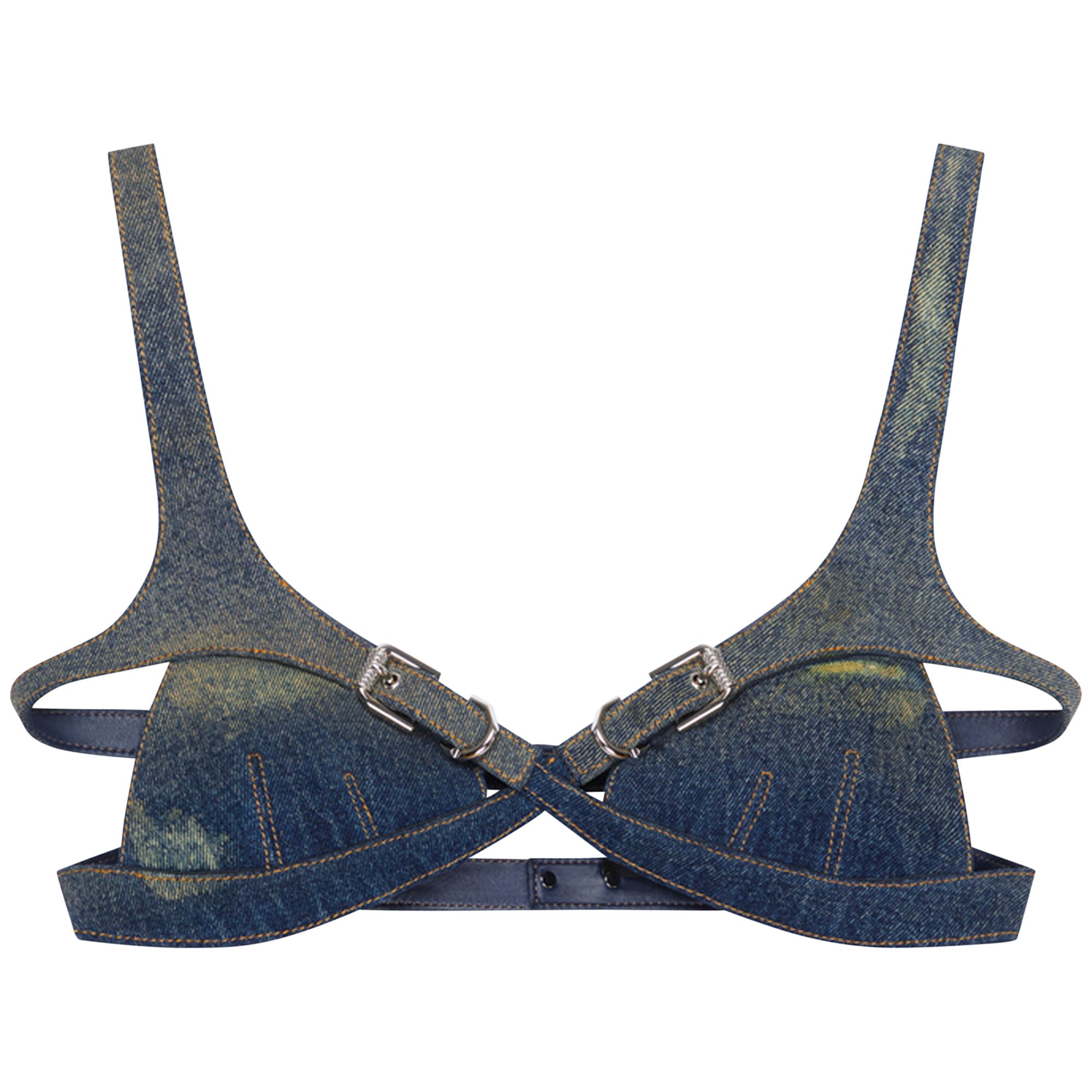 Pre-owned Givenchy Crossed Front Bra 'military Blue' | Women's Size 36