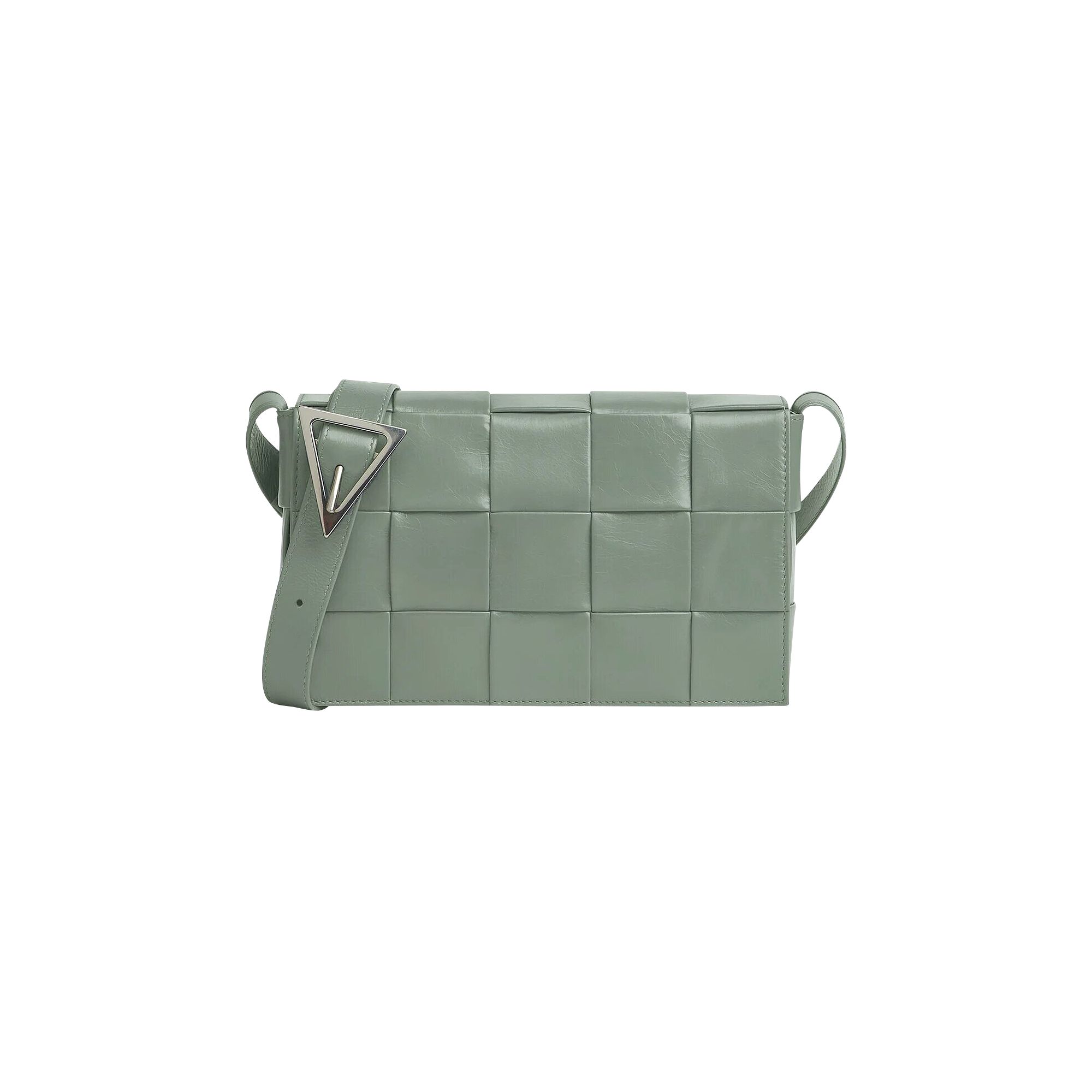 Pre-owned Bottega Veneta Intreccio Leather Cassette Bag 'new Sauge/silver' In Grey