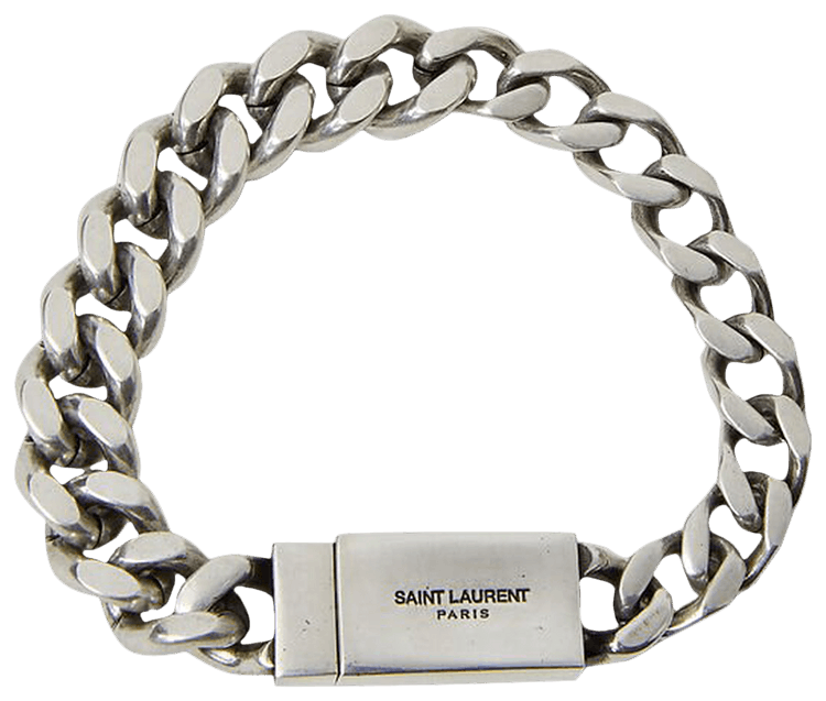 【送料&関税込】Saint Laurent Bracelet Saint Laurent Men's Alte Chain Bracelet in Palladium Saint