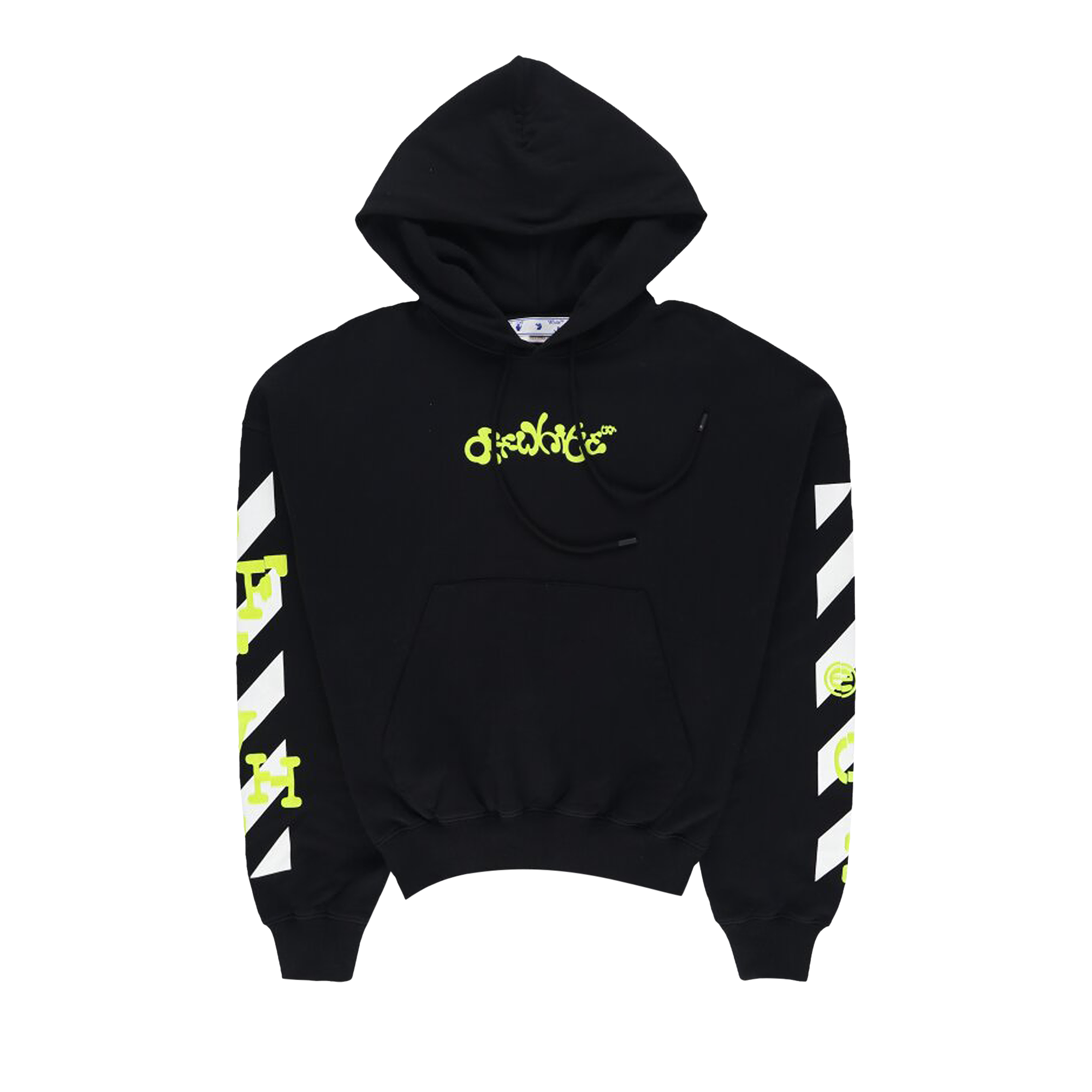 Pre-owned Off-white Opposite Arrow Boxy Hoodie 'black/lime'