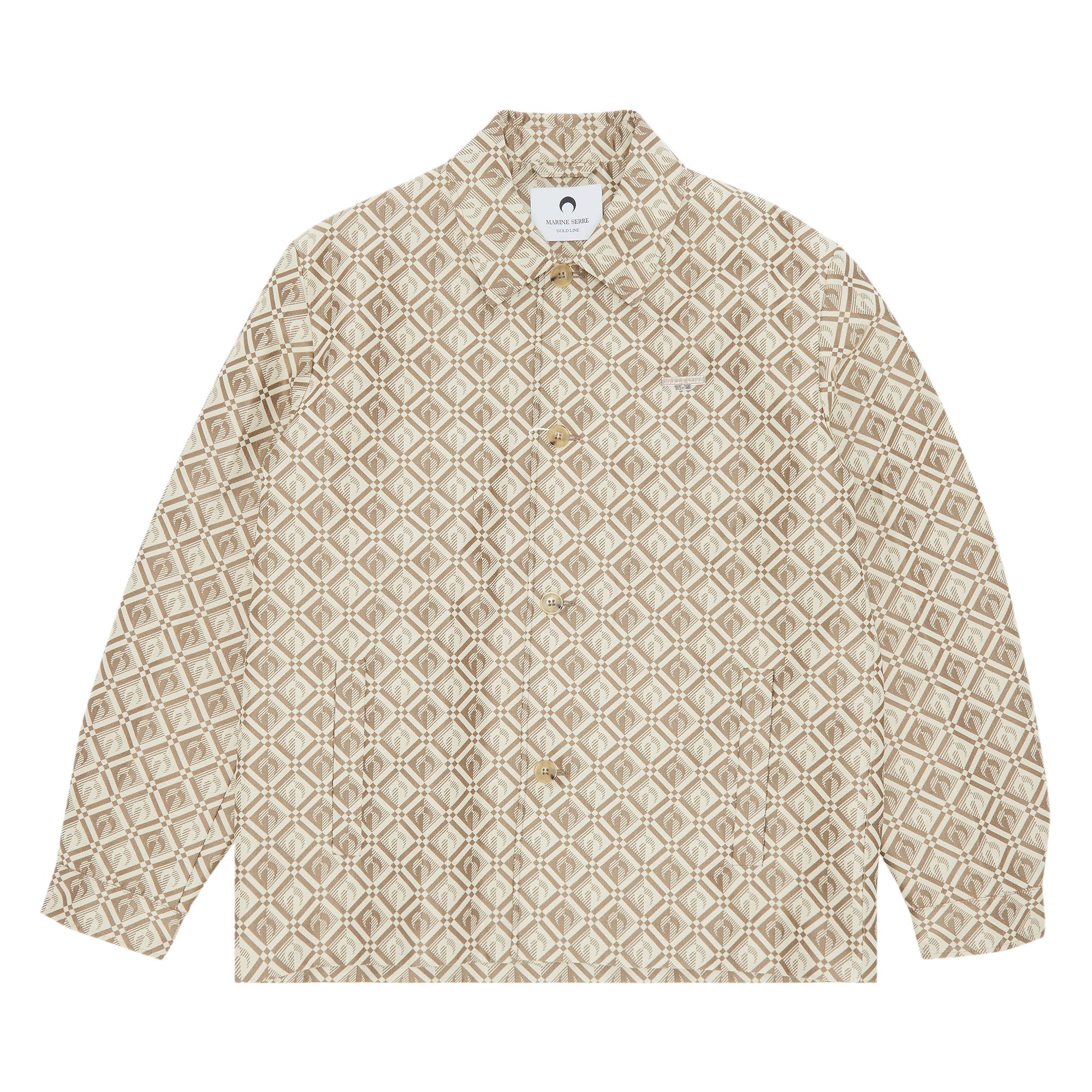 Pre-owned Marine Serre Moon Diamant Tailored Harrington Jacket 'moon Diamant Beige Jacquard' | Brown | Men's S