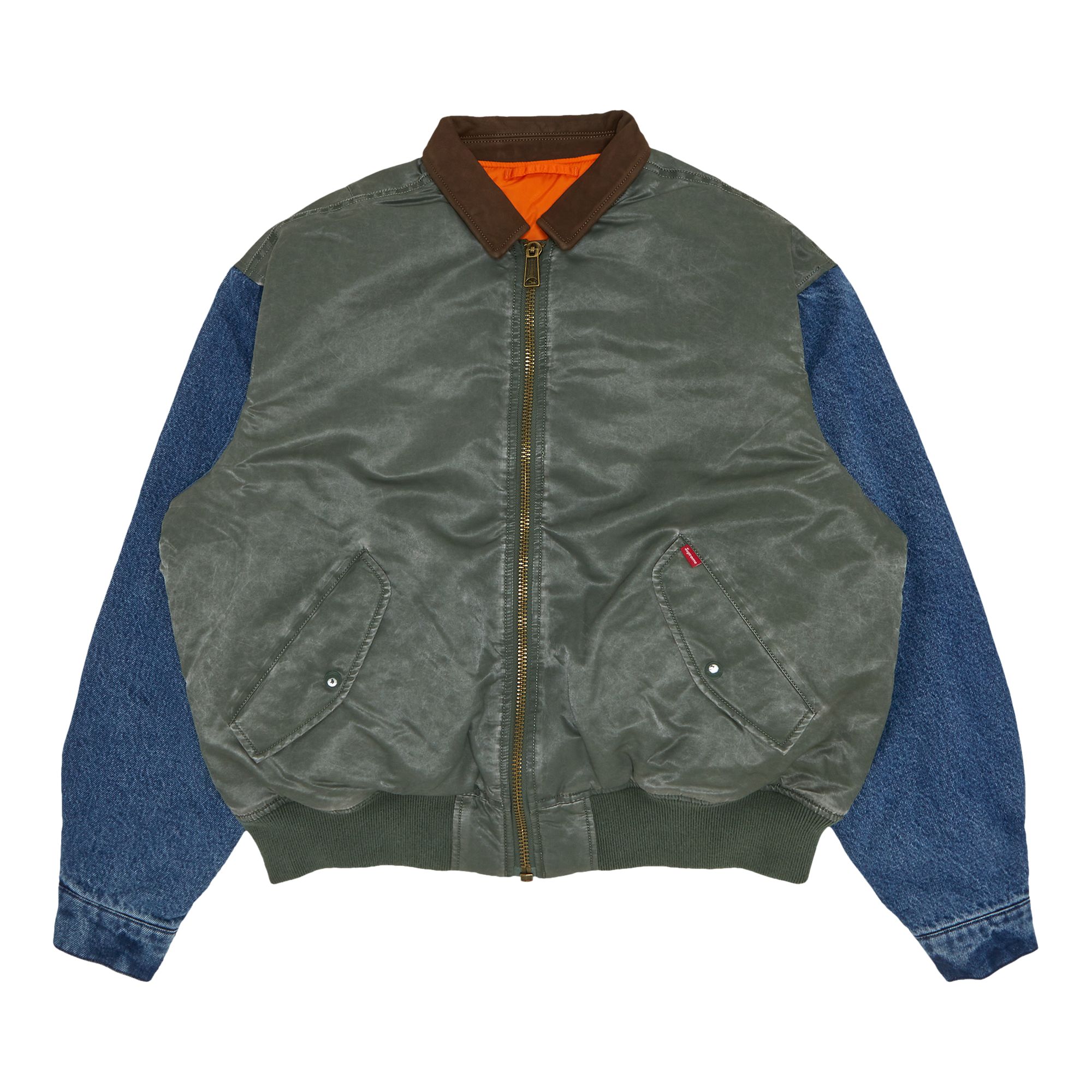 SUPREME SUPREME DENIM SLEEVE MA-1 'OLIVE'