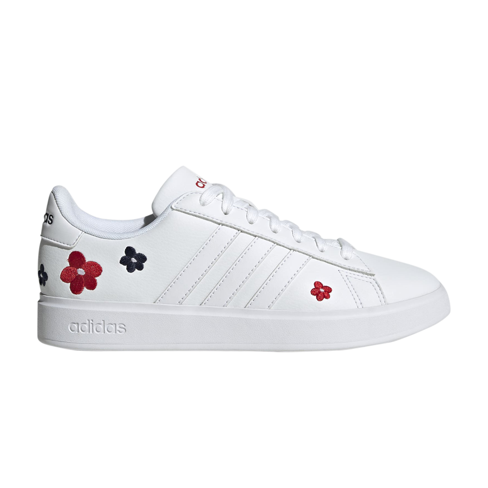 Pre-owned Adidas Originals Wmns Grand Court Cloudfoam 'floral Embroidery' In White