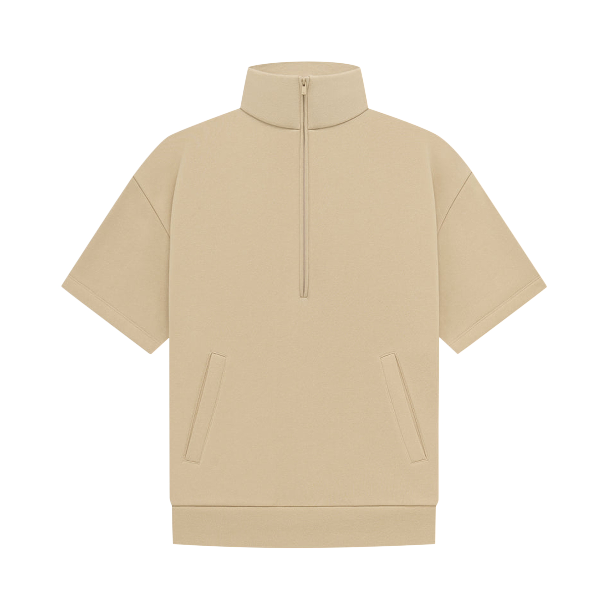 Pre-owned Essentials Fear Of God  Half Zip 3/4 Sleeve Shirt 'sand' In Tan