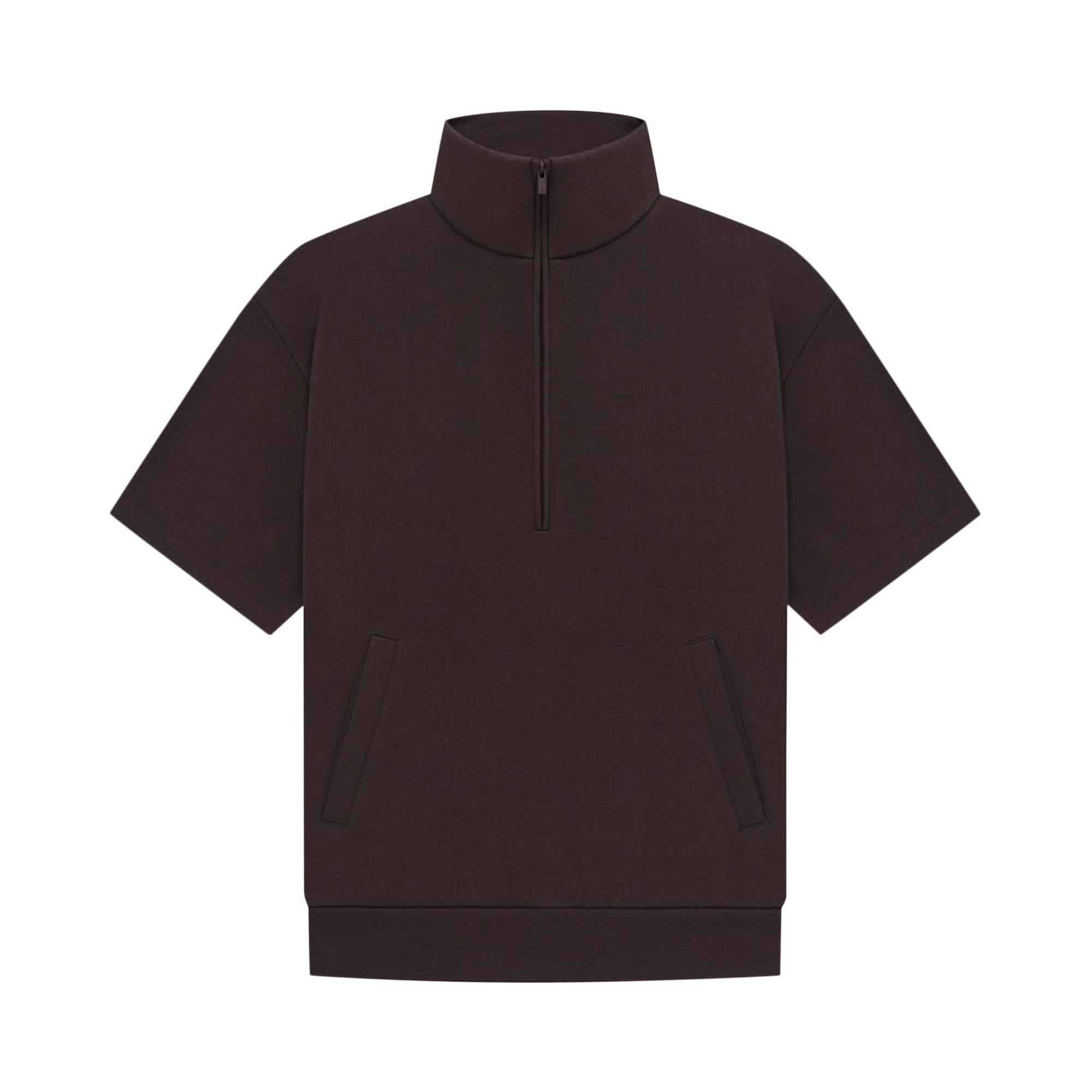 Pre-owned Essentials Fear Of God  Half Zip 3/4 Sleeve Shirt 'plum' In Brown