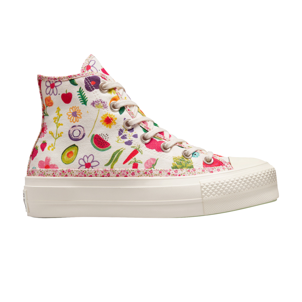 Pre-owned Converse Wmns Chuck Taylor All Star Lift Platform High 'fruits & Florals' In White