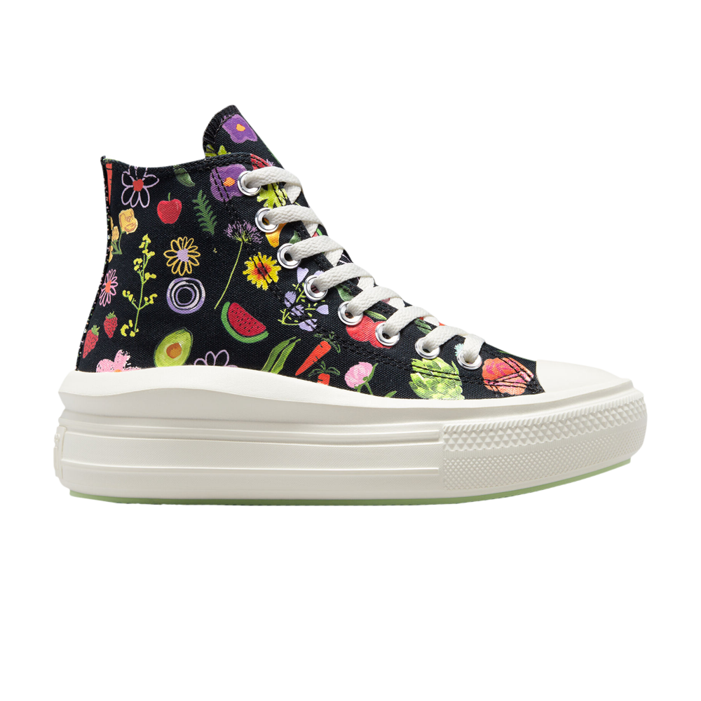 Pre-owned Converse Wmns Chuck Taylor All Star Move Platform High 'fruits & Florals' In Black