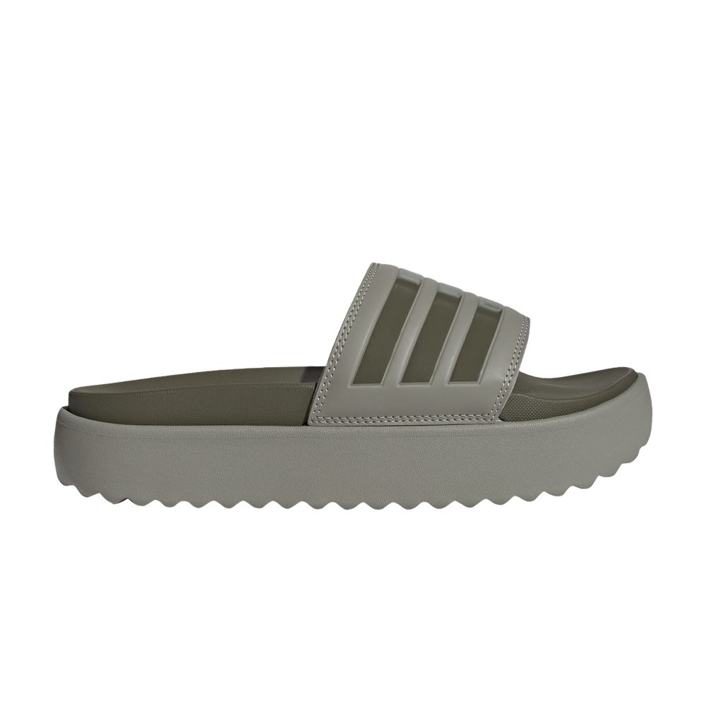 Pre-owned Adidas Originals Wmns Adilette Platform Slide 'pebble Olive Strata' In Green