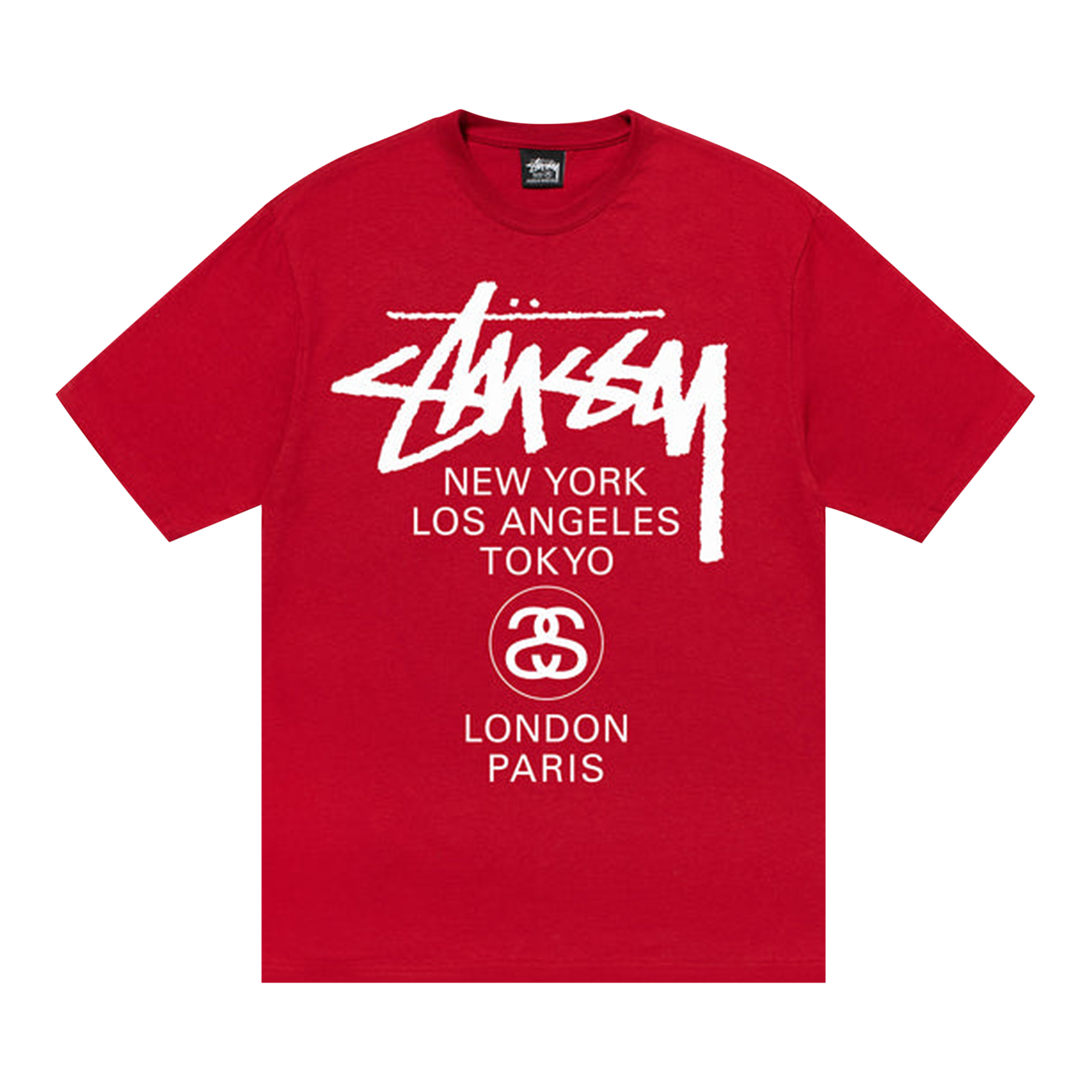 Pre-owned Stussy World Tour Tee 'dark Red'