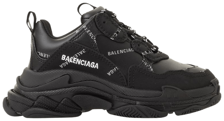 Balenciaga Triple S Sneaker Kids Allover Logo   Black