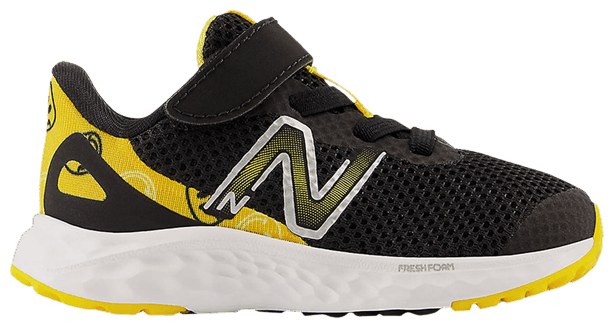 New Balance Fresh Foam Arishi v4 Bungee Lace Top Strap Toddler X Wide Black Marigold Smiley