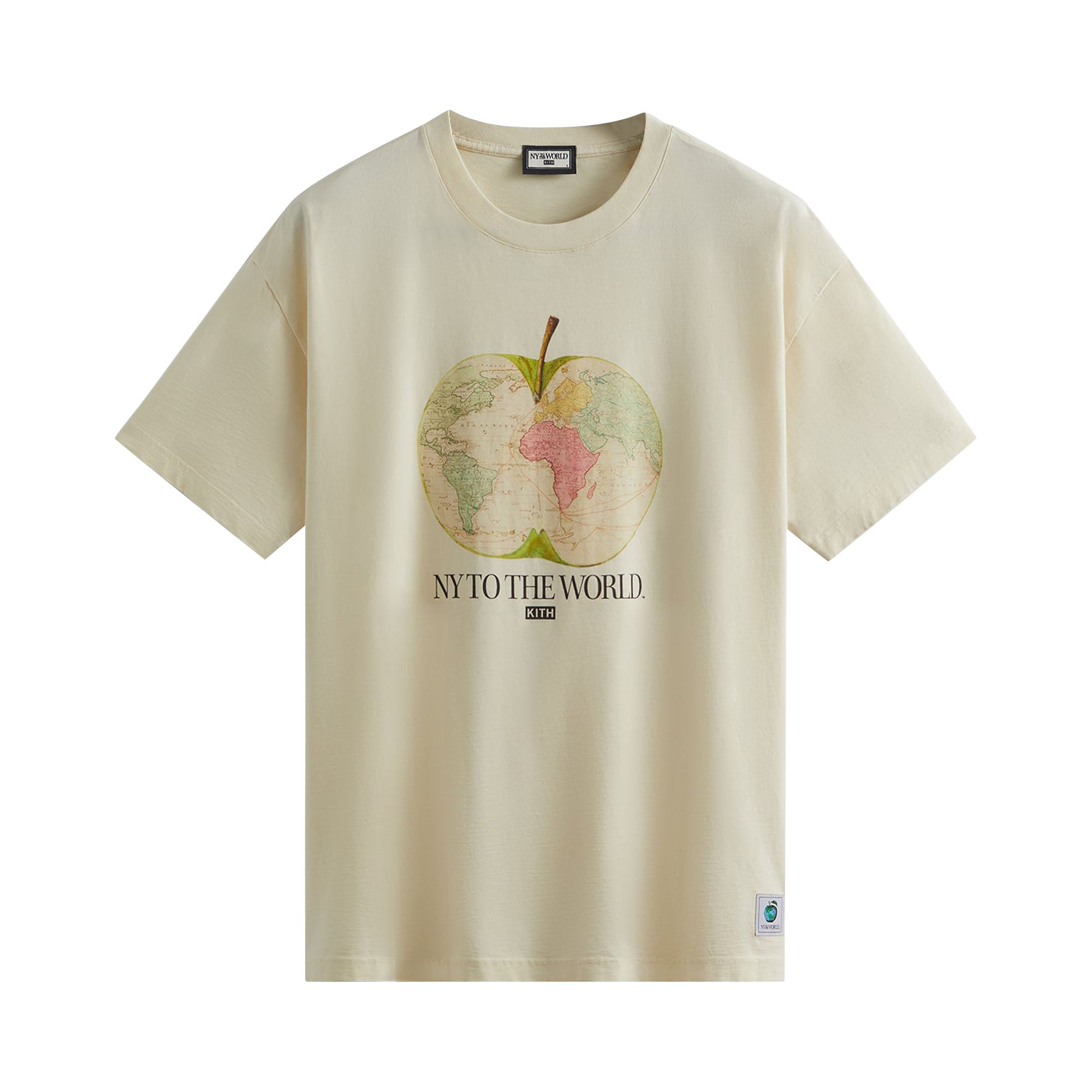 Pre-owned Kith New York To The World Apple Vintage Tee 'sandrift' | Cream | Men's Size Xl