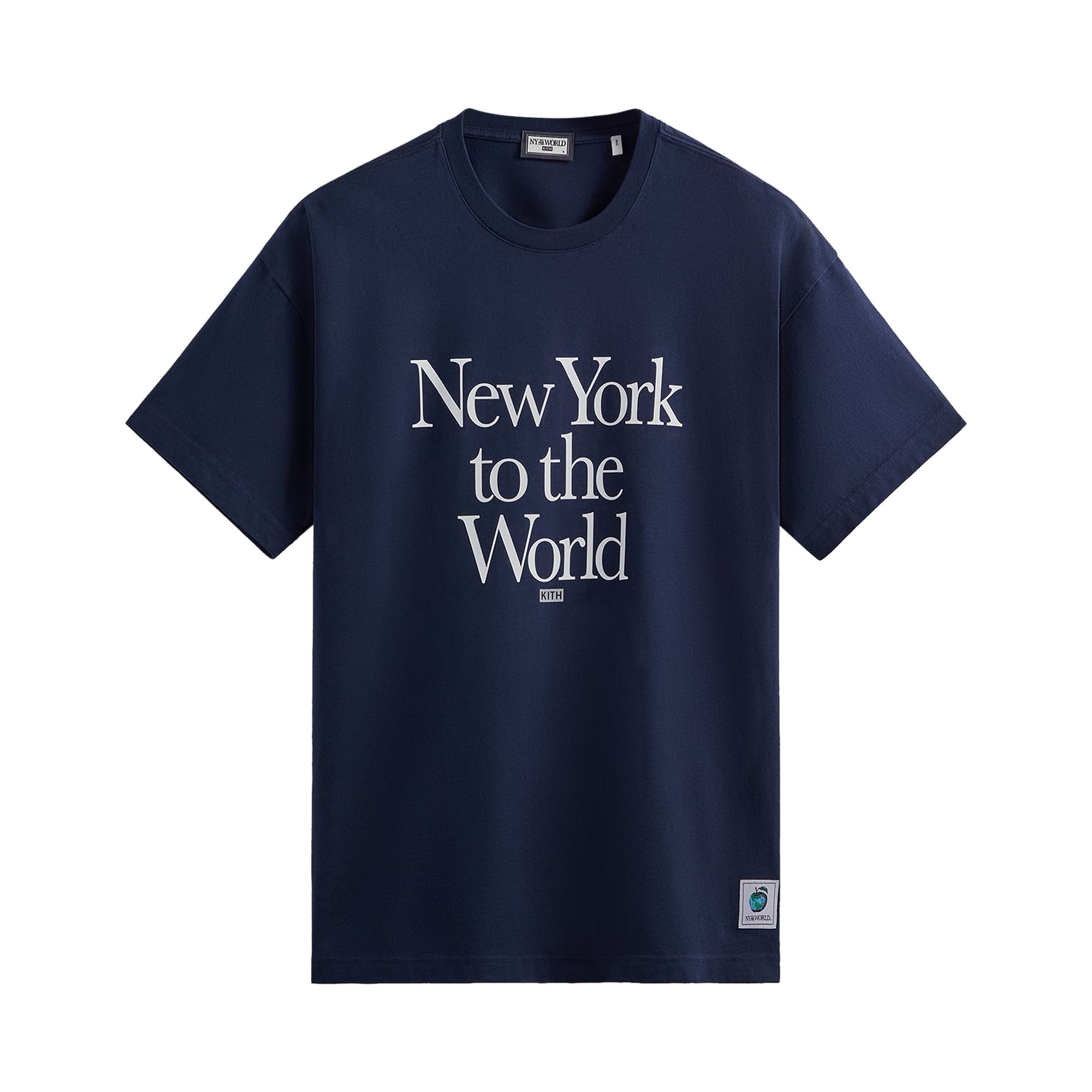 Pre-owned Kith New York To The World Motto Tee 'nocturnal' In Blue