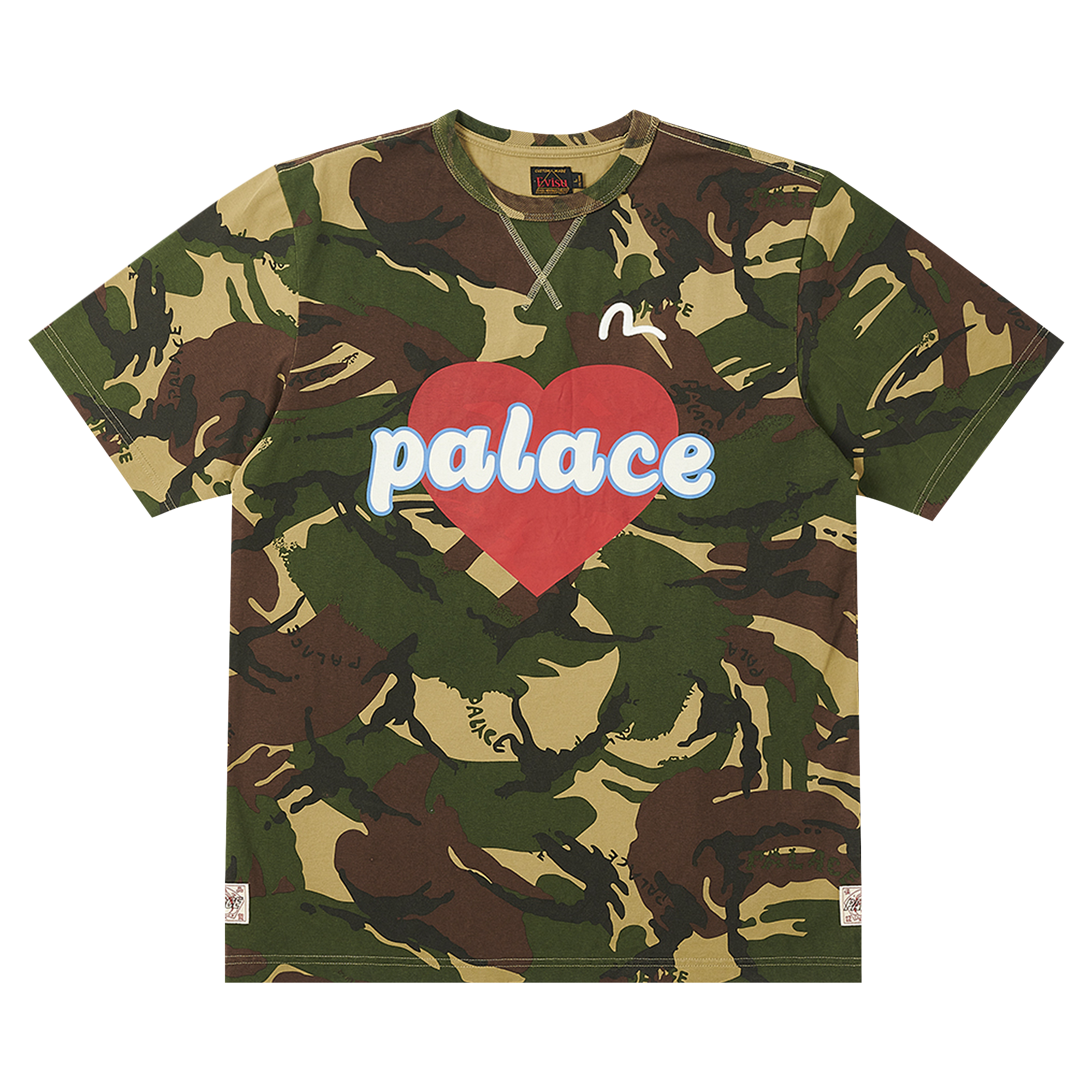 Pre-owned Palace X Evisu Heart T-shirt 'camo' In Multi-color