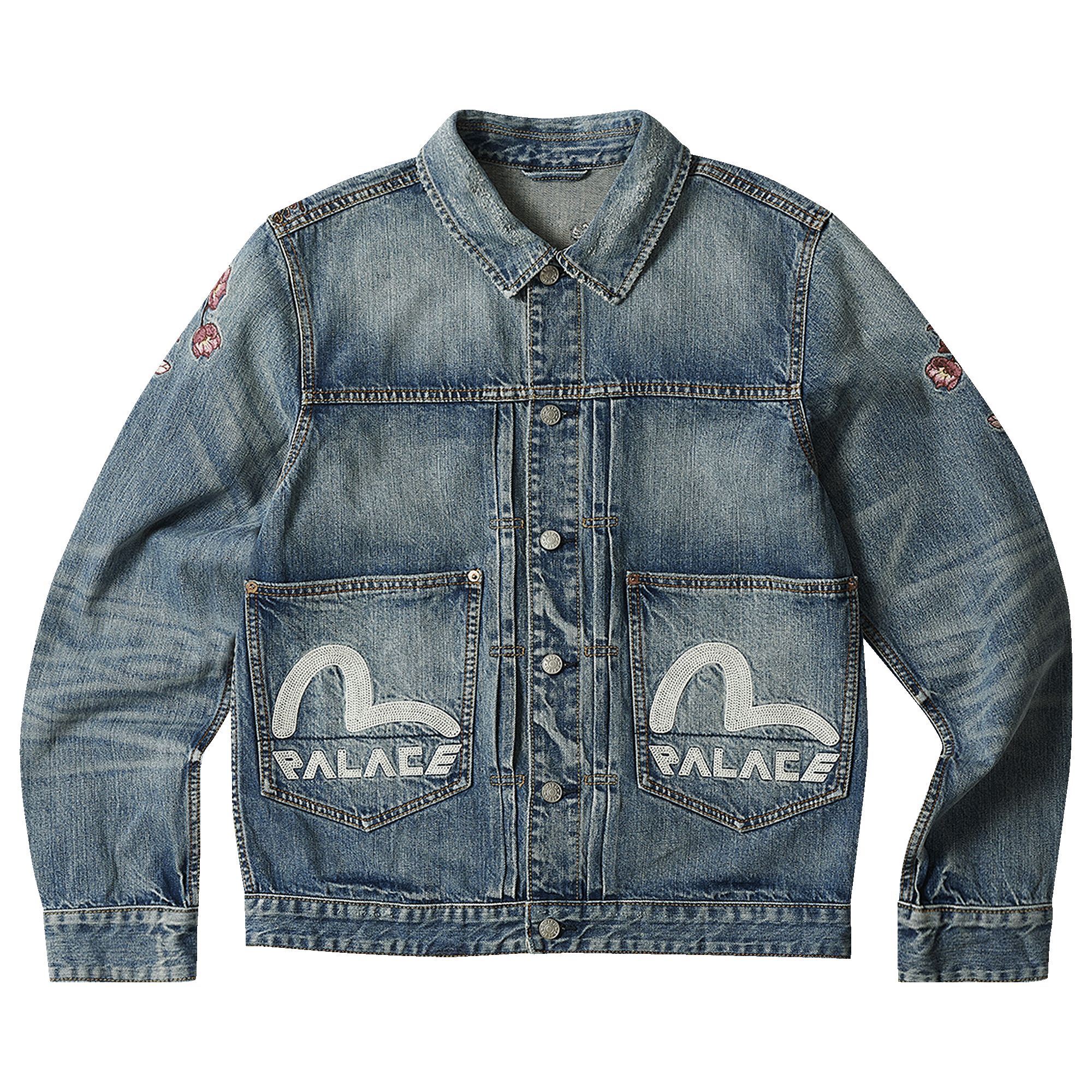 Palace x Evisu Type One Denim Jacket 'Stone Wash' | Blue | Men's Size XL