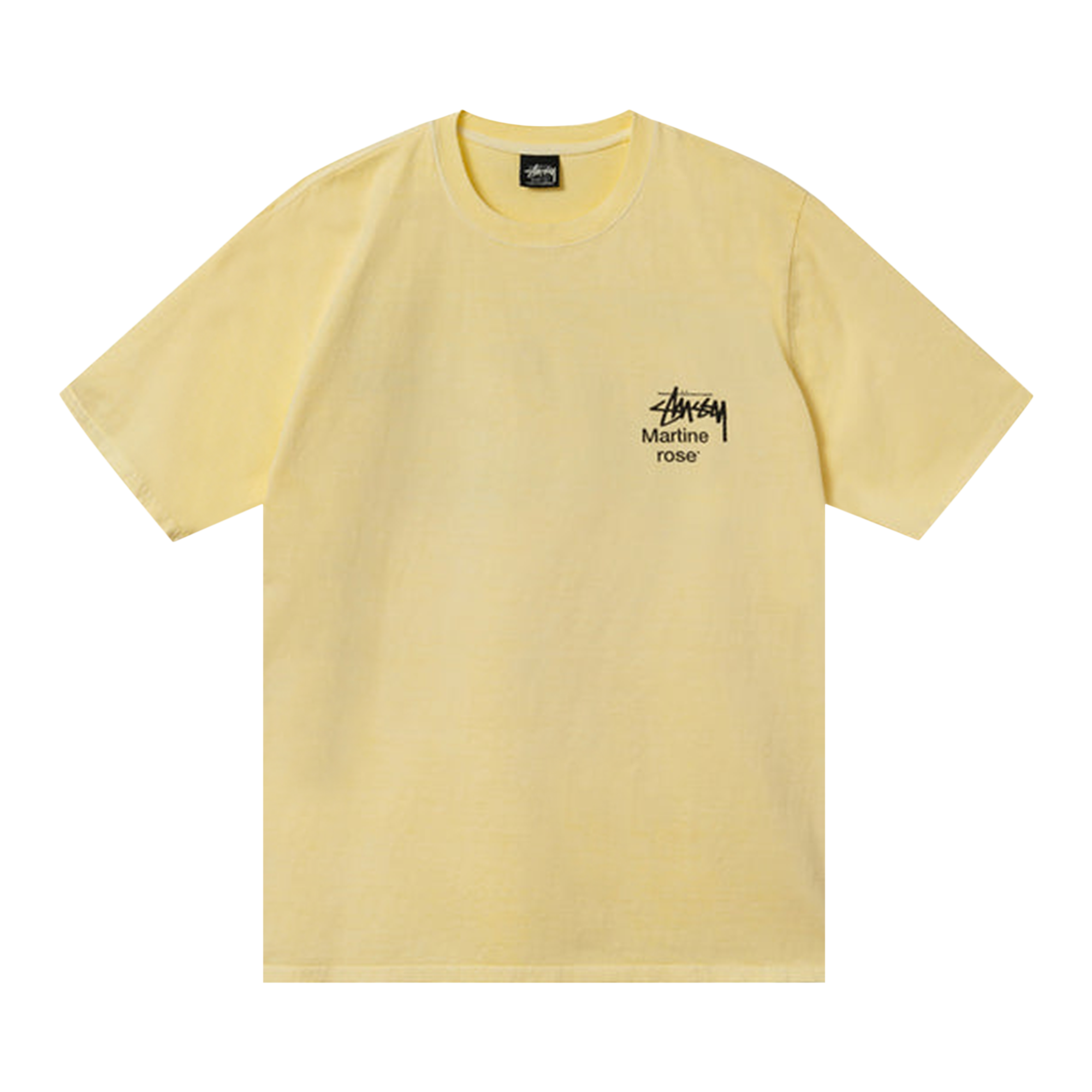 Pre-owned Stussy X Martine Rose Collage Pigment Dyed Tee 'lemon' In Yellow