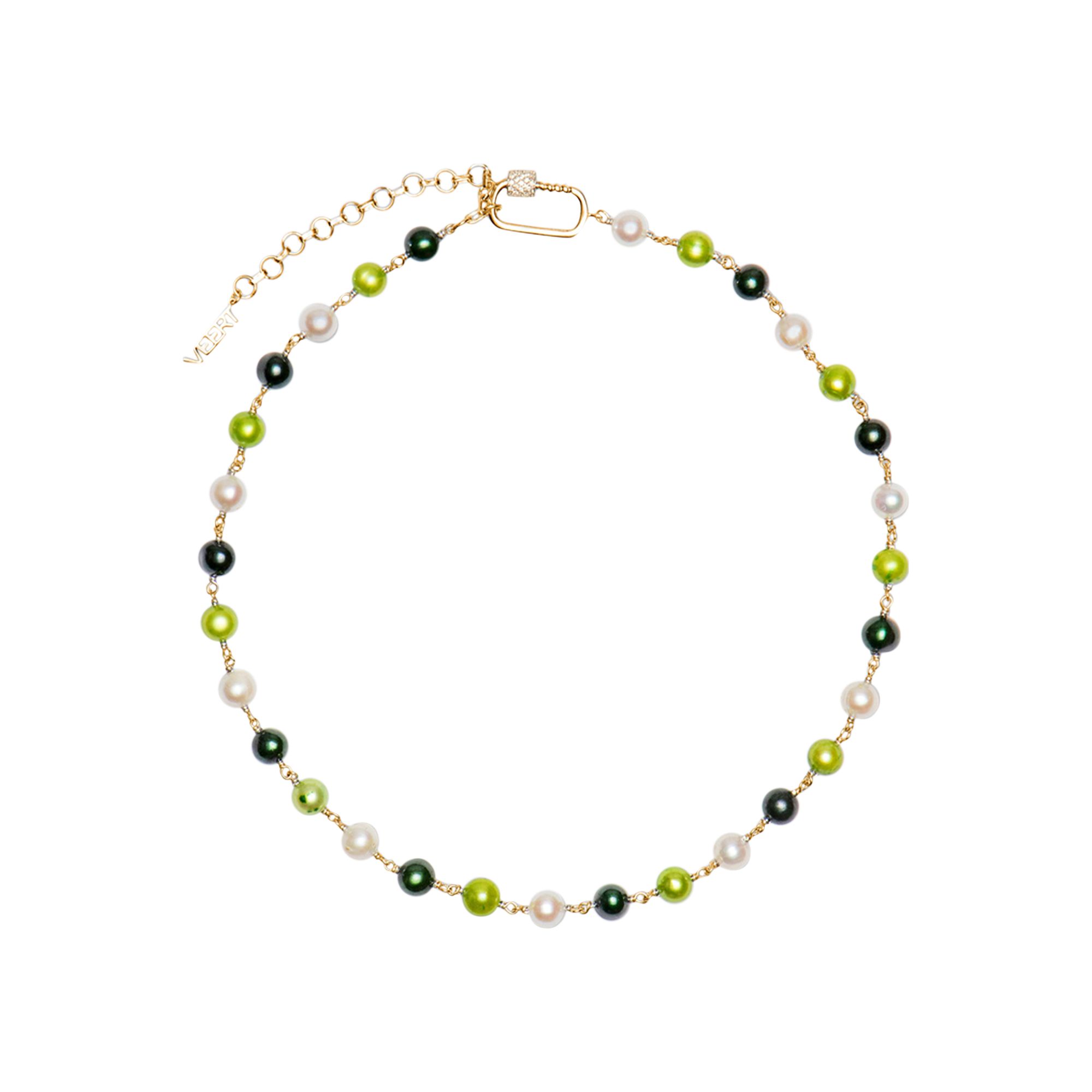 Pre-owned Veert The Single Multi Green Freshwater Pearl Necklace 'yellow Gold' | Men's Size Onesize