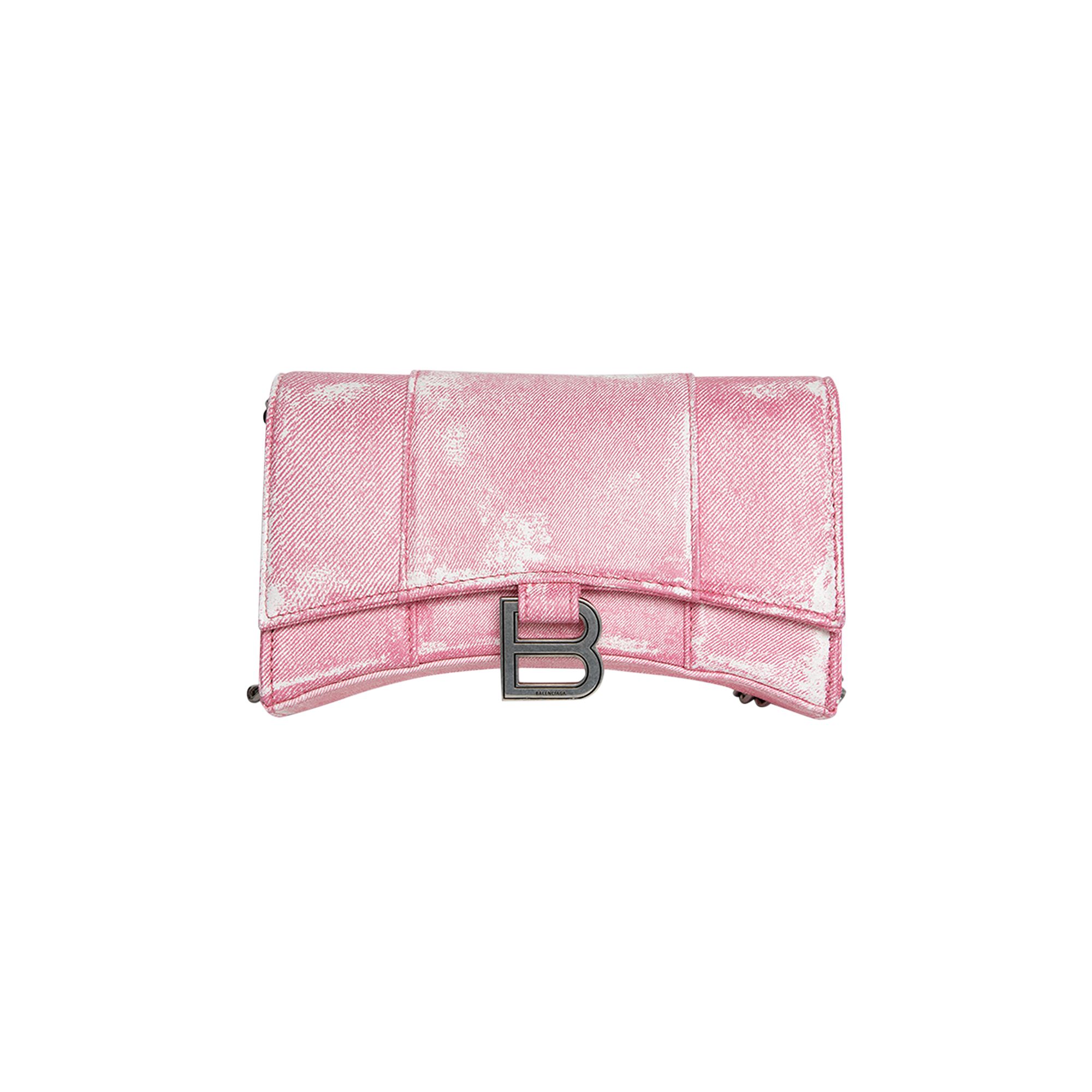Pre-owned Balenciaga Hour Wallet With Chain 'denim Pink'