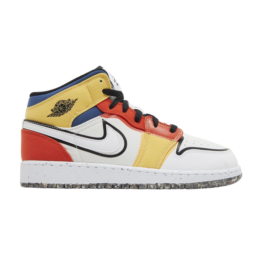 Pre-owned Air Jordan 1 Mid Se Gs 'multi-color Canvas' | White | Kid's Size 6
