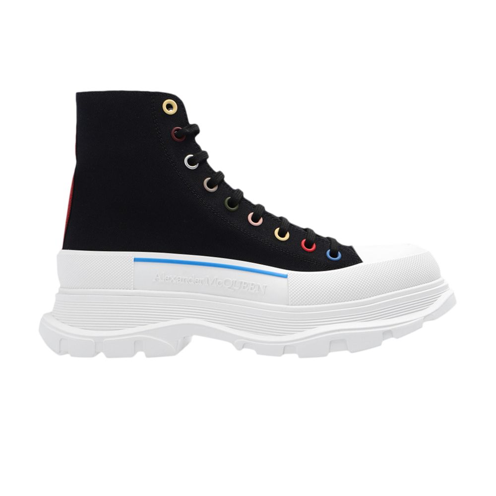 Pre-owned Alexander Mcqueen Tread Slick Boots 'black Multi-color Eyelets' | Men's Size 44