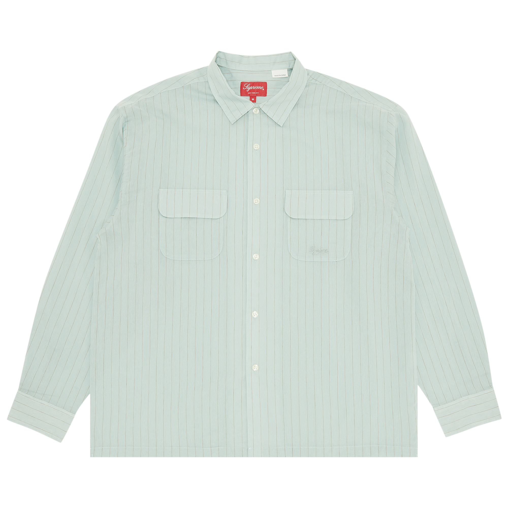 Pre-owned Supreme Pinstripe Linen Shirt 'light Blue'