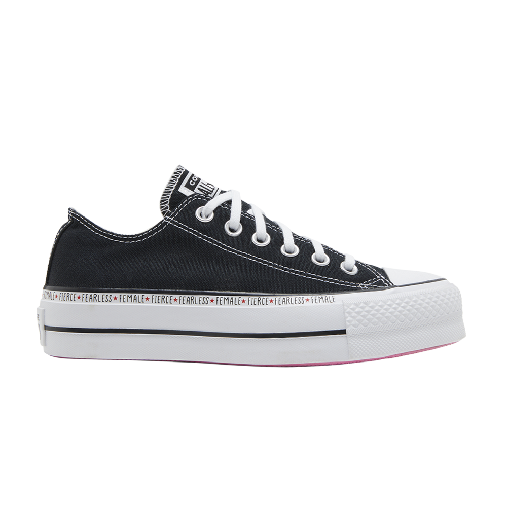 Pre-owned Converse Wmns Chuck Taylor All Star Lift Low 'fierce Fearless Female' In Black