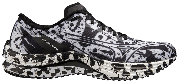 Mizuno Wave Rebellion Flash White Black Splatter