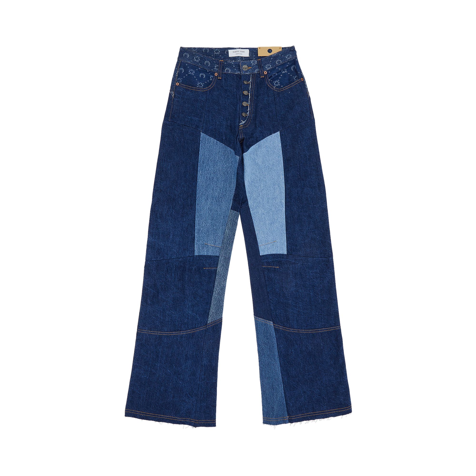 Pre-owned Marine Serre Regenerated Denim Moonogram Wide Leg Trousers 'medium Dark Blue Moonogram' | Women's Si