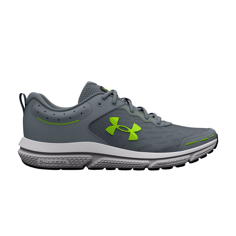 Pre-owned Under Armour Charged Assert 10 4e Wide 'gravel Lime Surge' In Grey