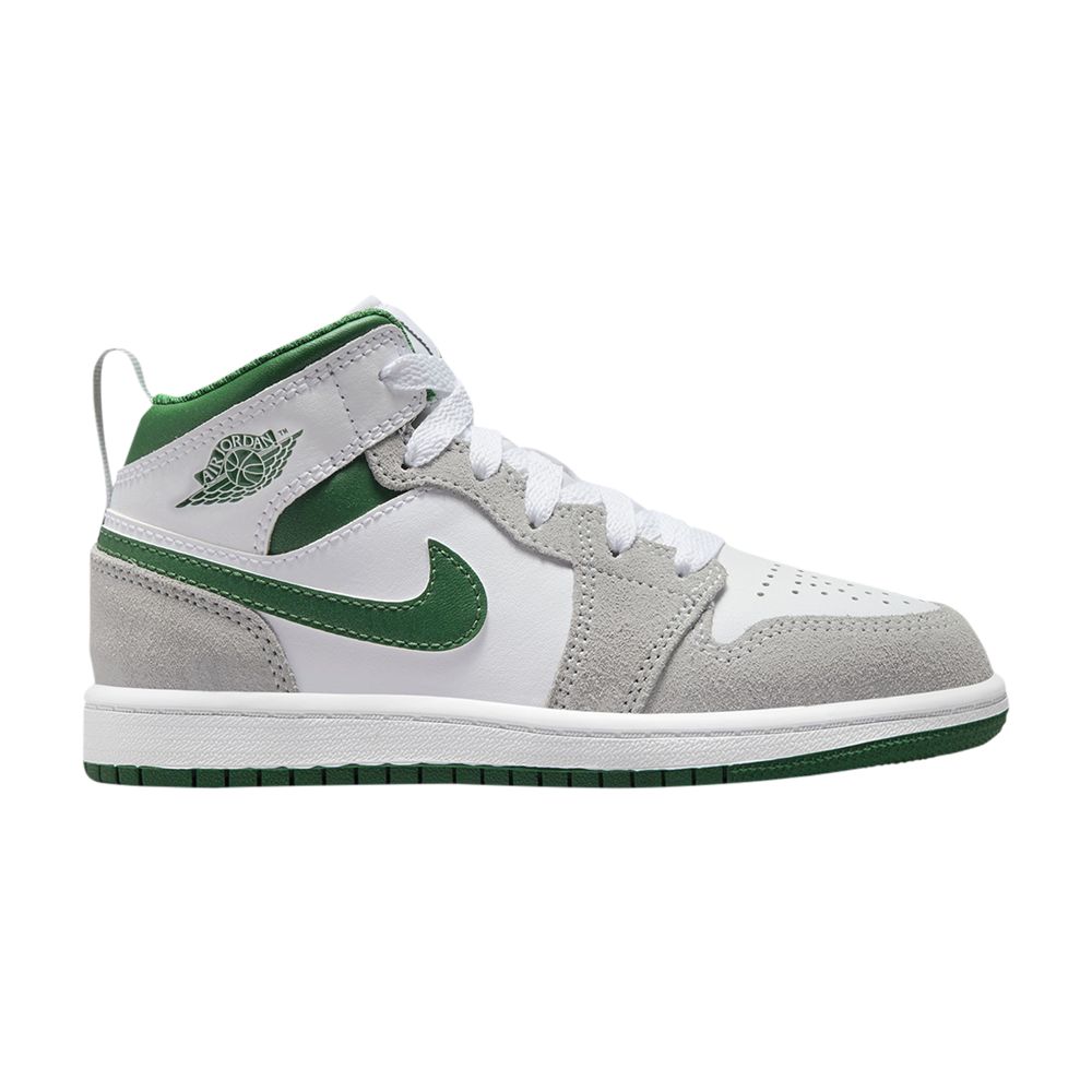 Pre-owned Air Jordan 1 Mid Se Ps 'grey Pine Green' | White | Kid's Size 2