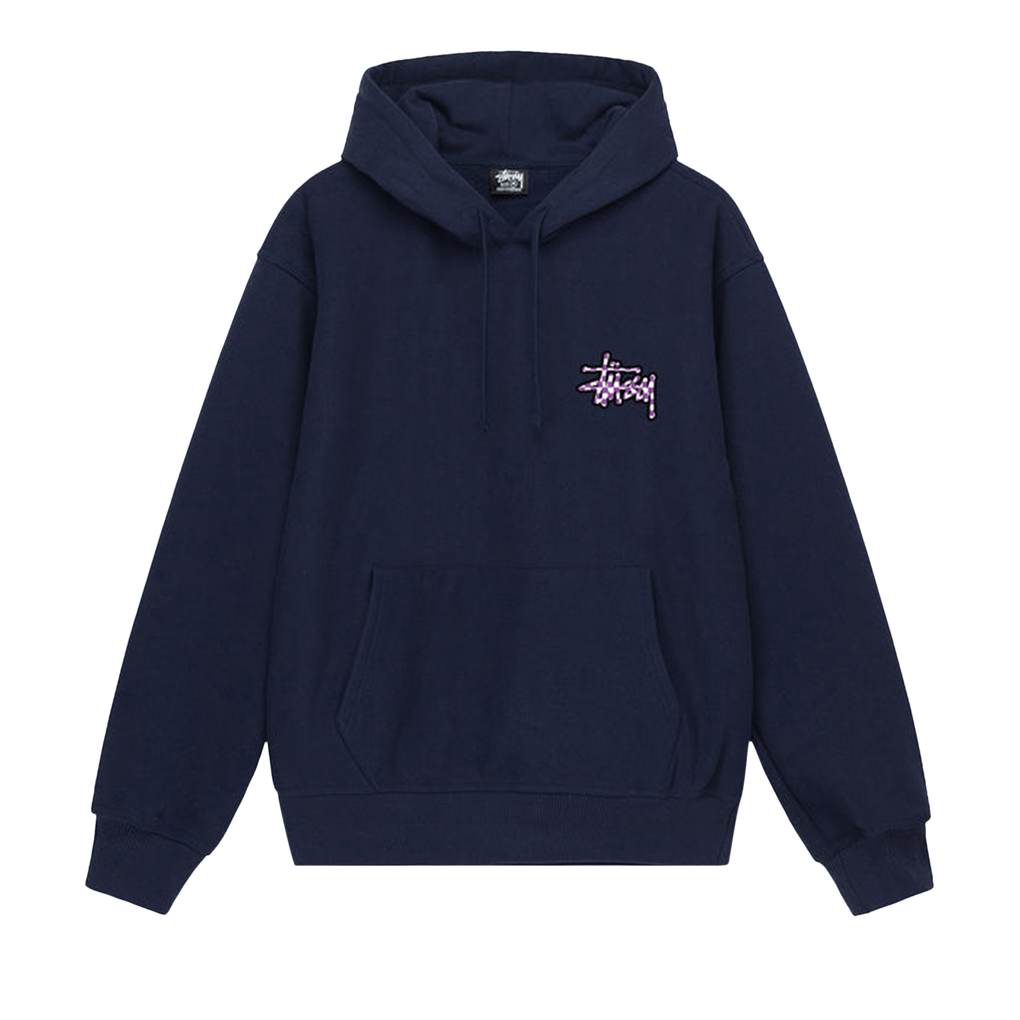 Pre-owned Stussy Checker Stock Hoodie 'navy' In Blue