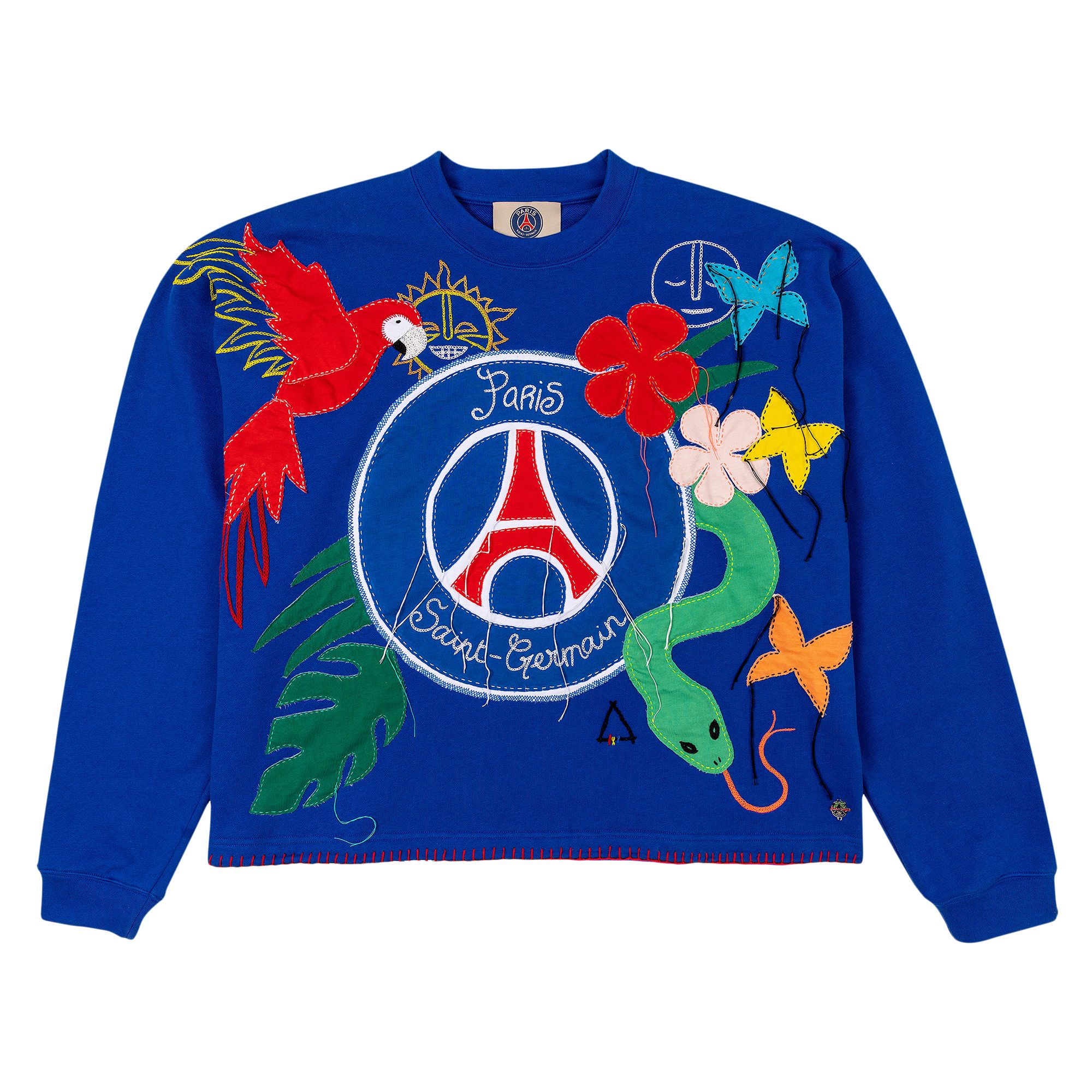 Pre-owned Paris Saint-germain X Esteban Cortázar Psg Logo Patchwork Embroidered Sweatshirt 'blue'