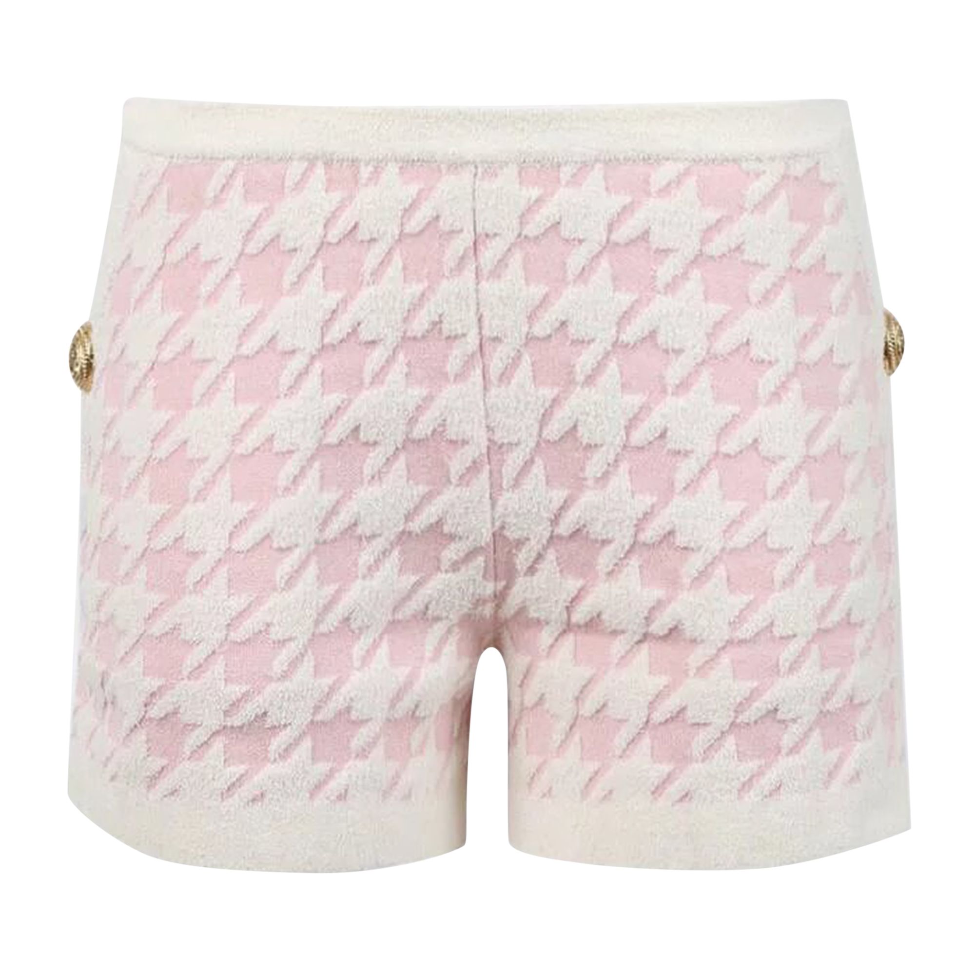 Pre-owned Balmain Houndstooth Light Tweed Shorts 'rose' | Pink | Women's Size 36