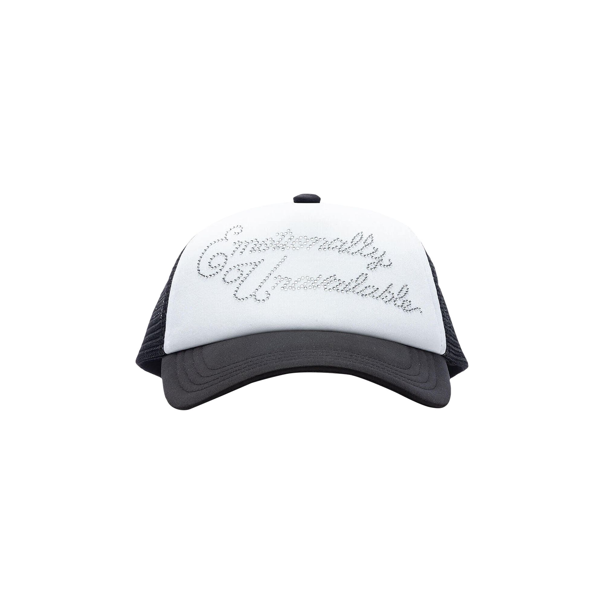 Pre-owned Emotionally Unavailable Rhinestone Trucker Hat 'black/white' | Men's Size Onesize