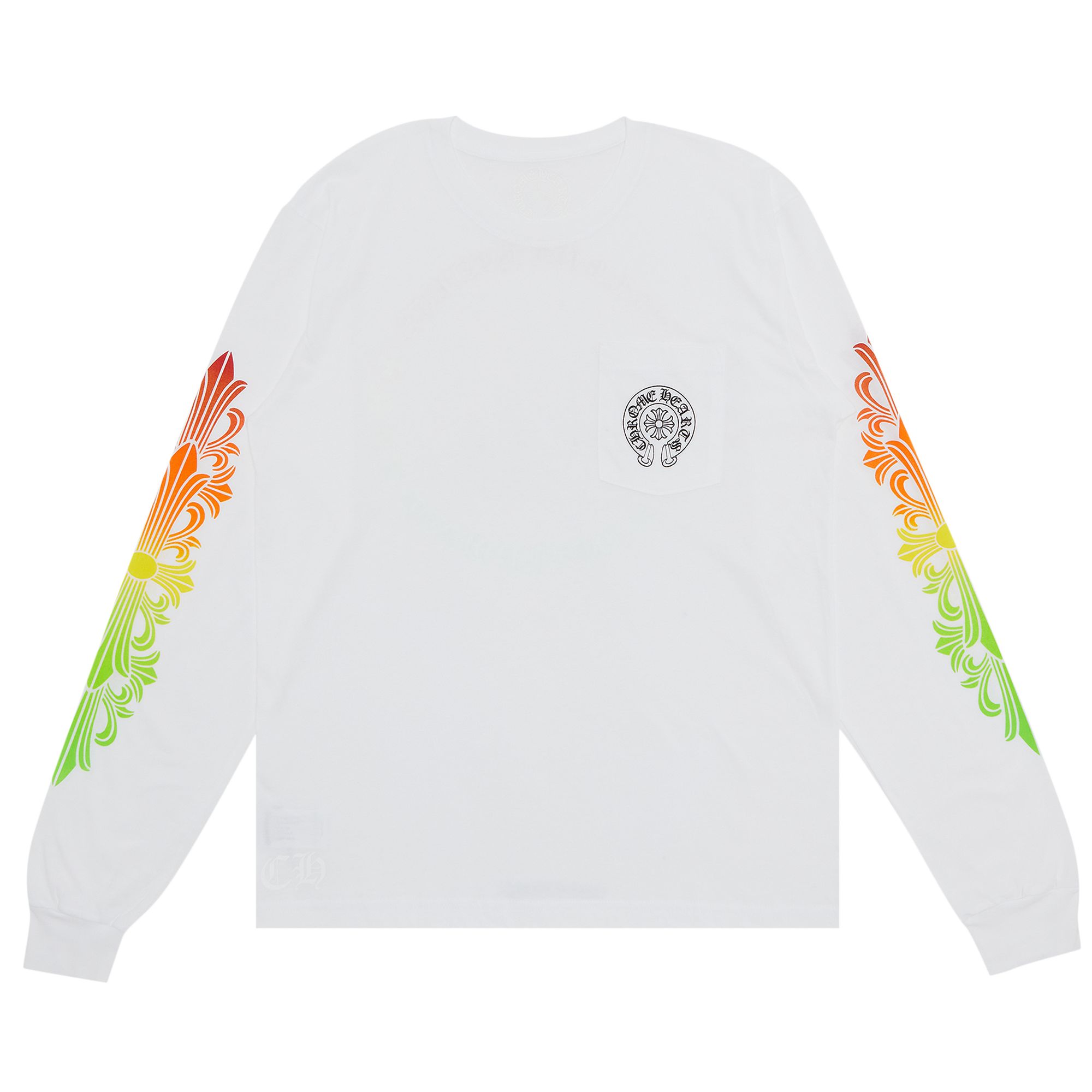 Chrome Hearts Floral Sleeve Gradient Long-Sleeve T-Shirt 'White' | Men's Size S