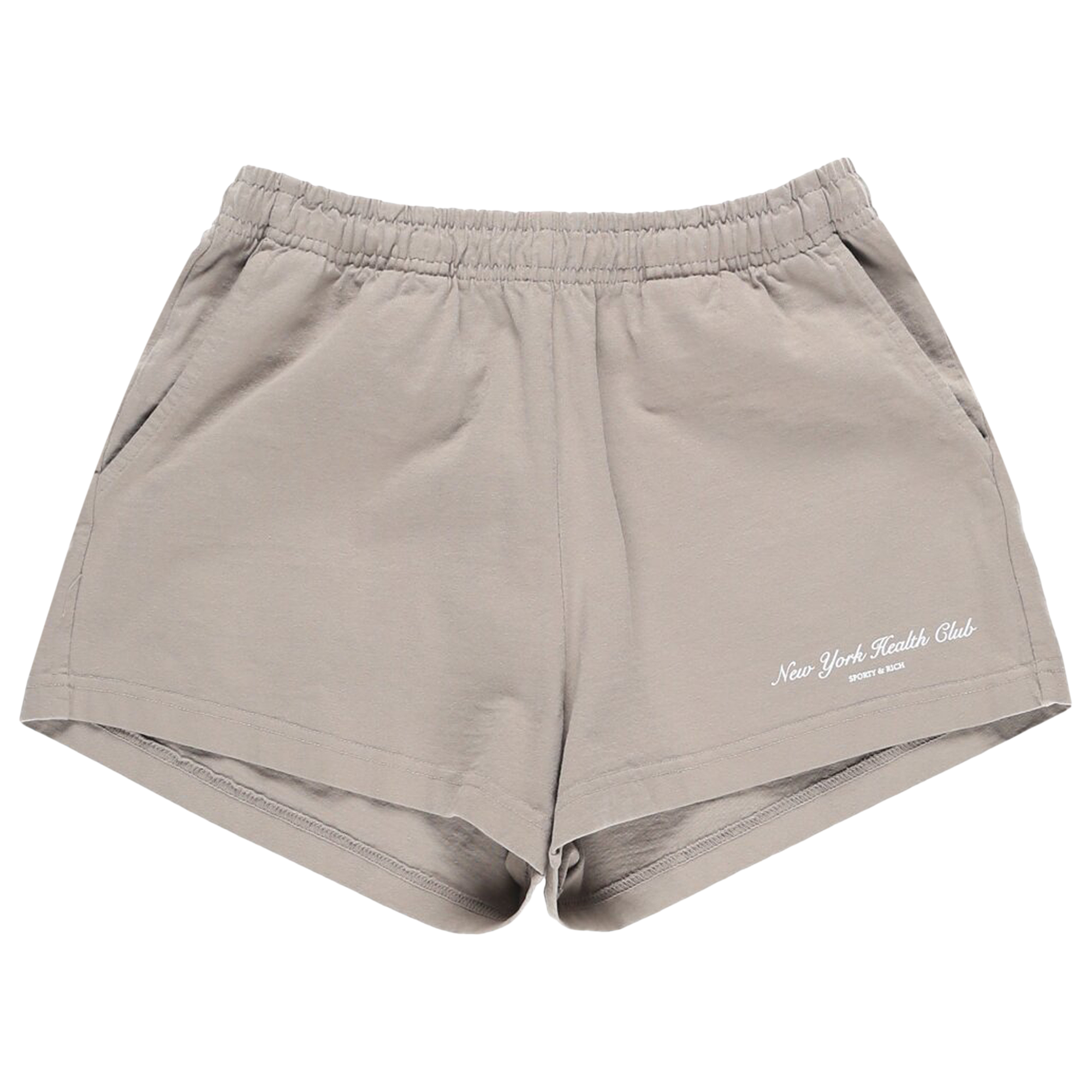 Pre-owned Sporty And Rich Sporty & Rich Ny Health Club Disco Shorts 'elephant/white' In Tan