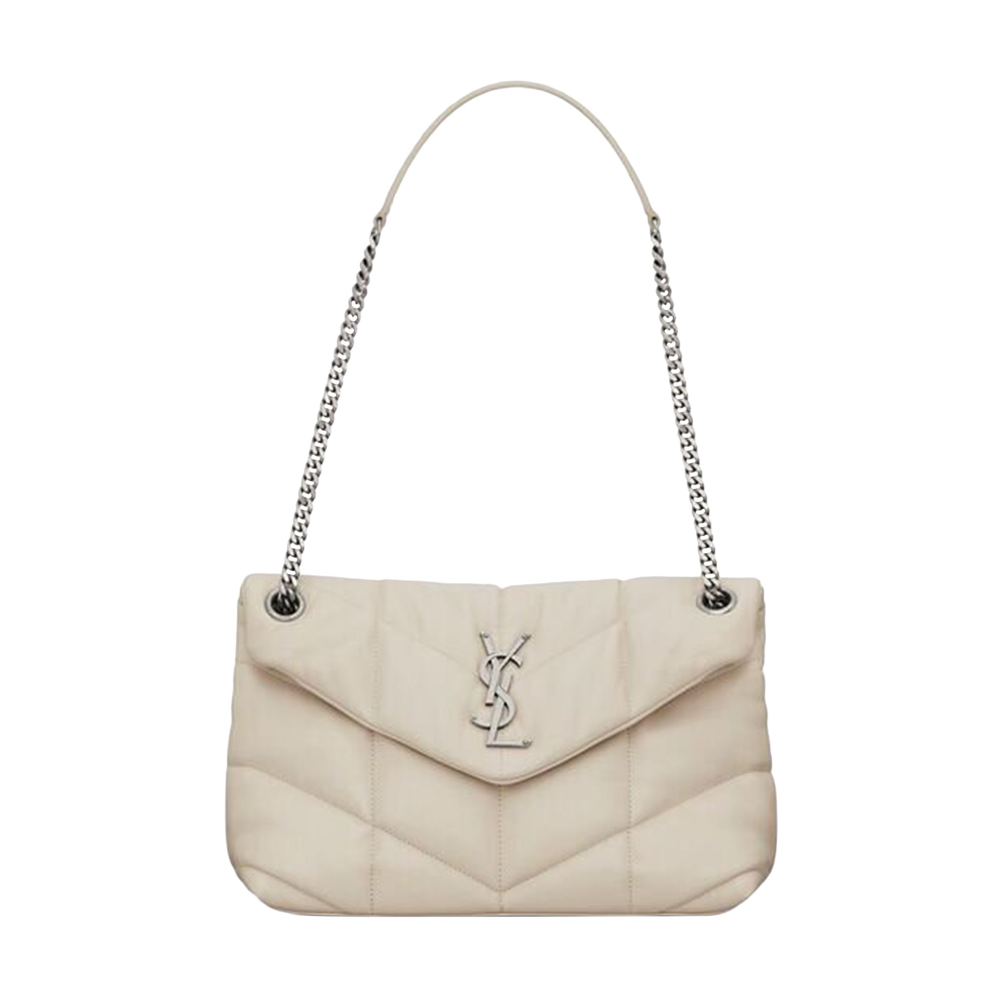 Pre-owned Saint Laurent Loulou Puffer Shoulder Bag 'crema Soft' | Cream | Women's Size Onesize In White