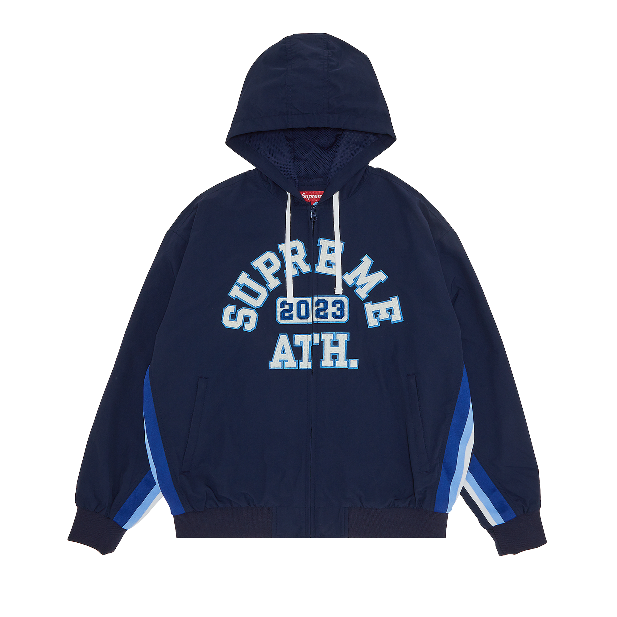 Pre-owned Supreme Appliqué Hooded Track Jacket 'navy' In Blue