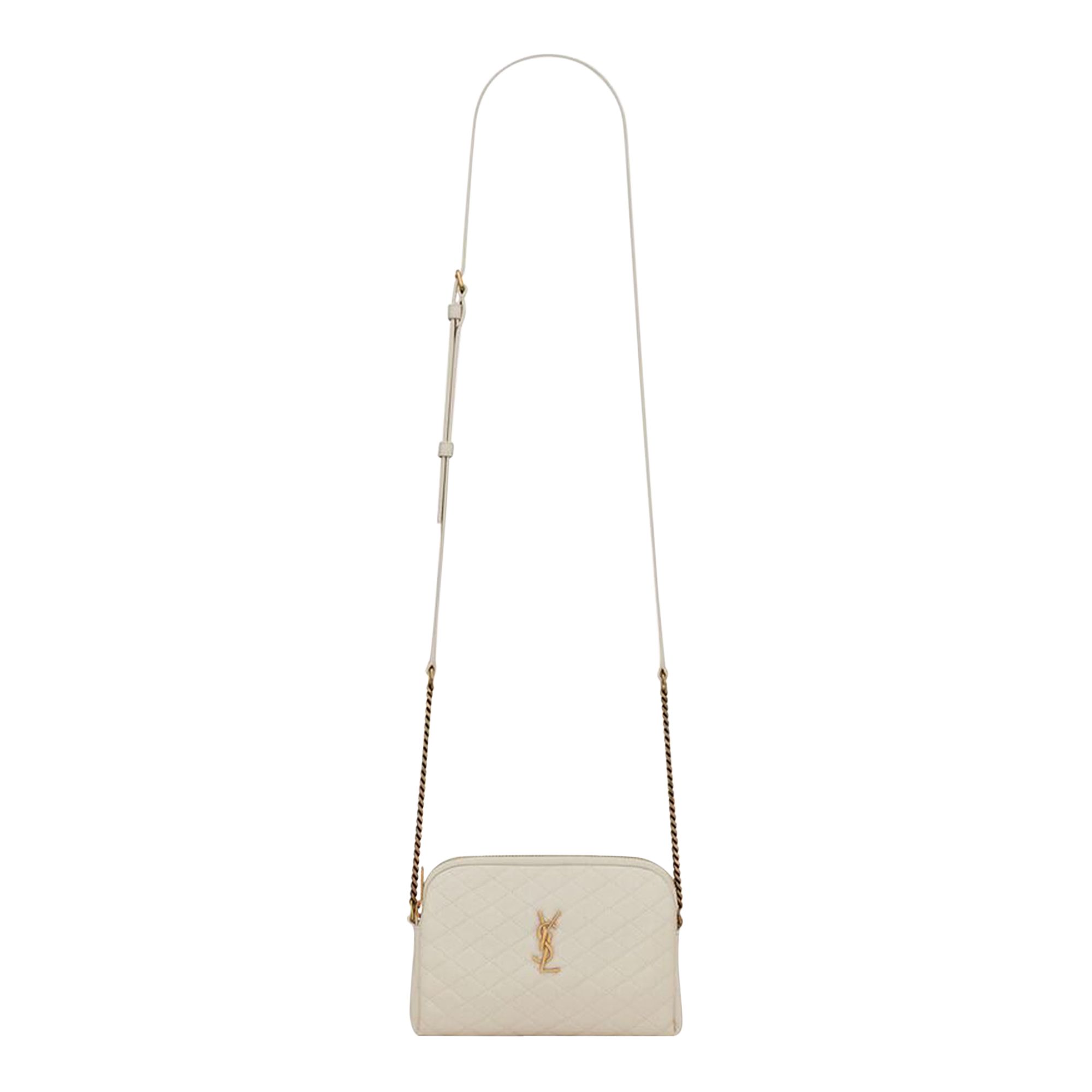Pre-owned Saint Laurent Logo Plaque Crossbody Bag 'soft Cream'