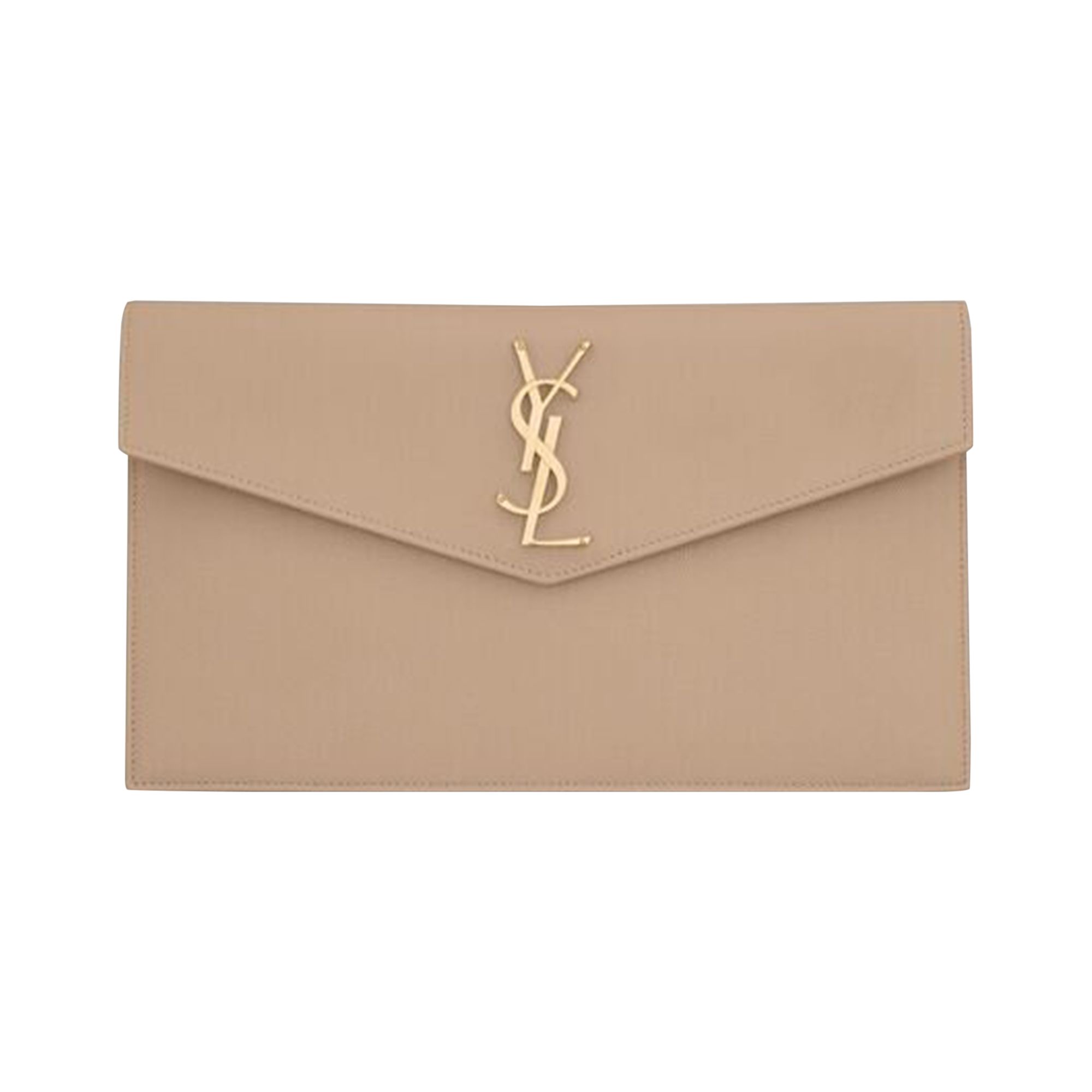 Pre-owned Saint Laurent Uptown Pouch 'dark Beige' In Tan