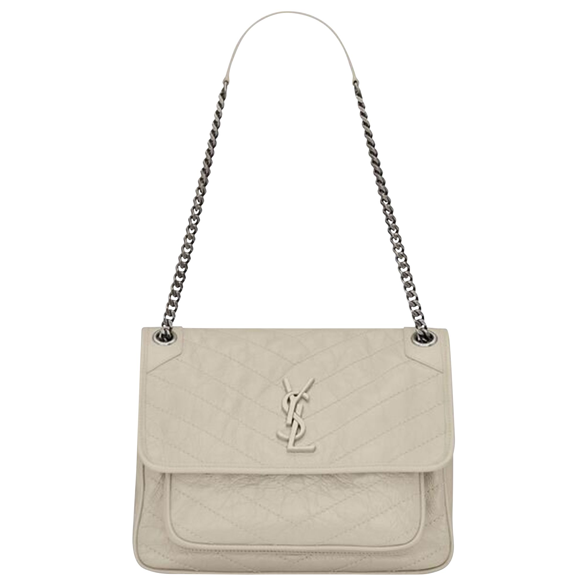 Pre-owned Saint Laurent Medium Niki Monogram Chain Bag 'soft Cream' In White