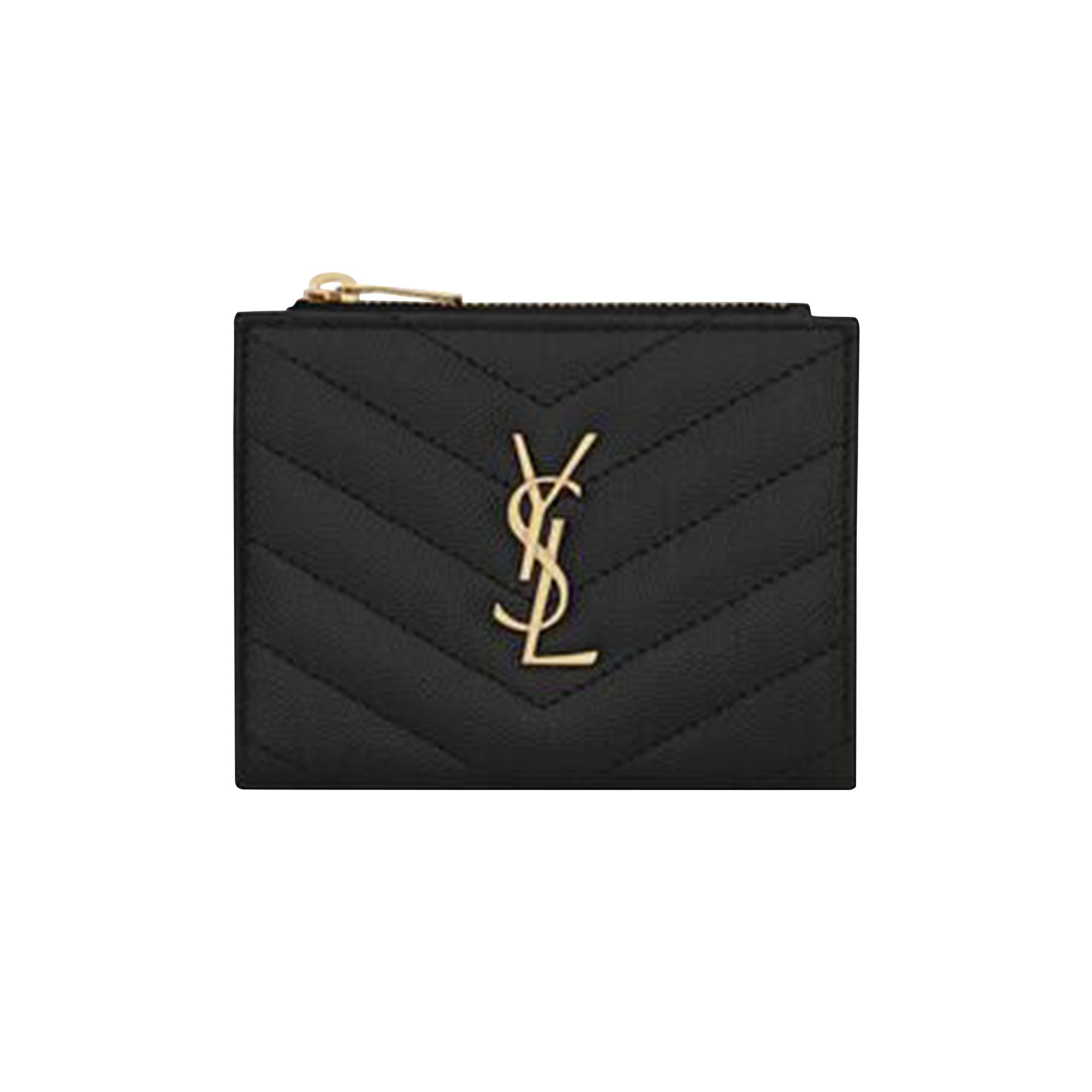 Pre-owned Saint Laurent Monogram Zipped Card Case 'black'