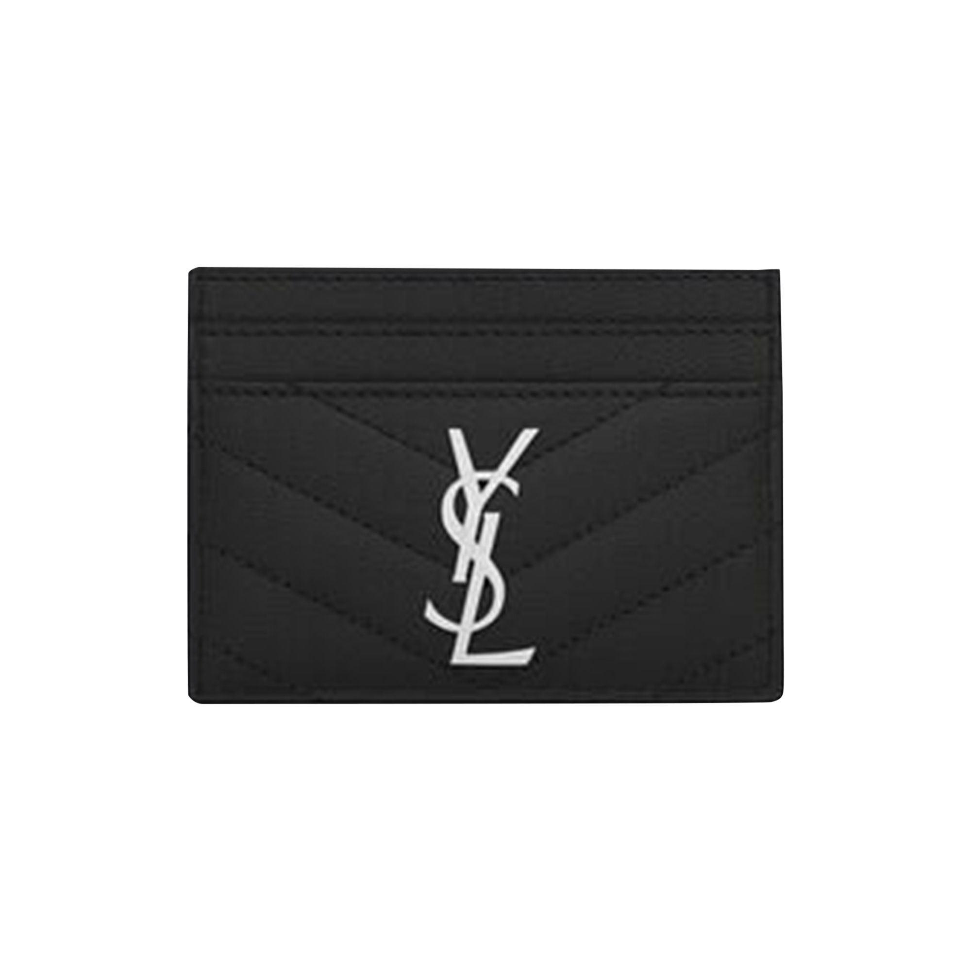 Pre-owned Saint Laurent Quilted Leather Card Case 'black'