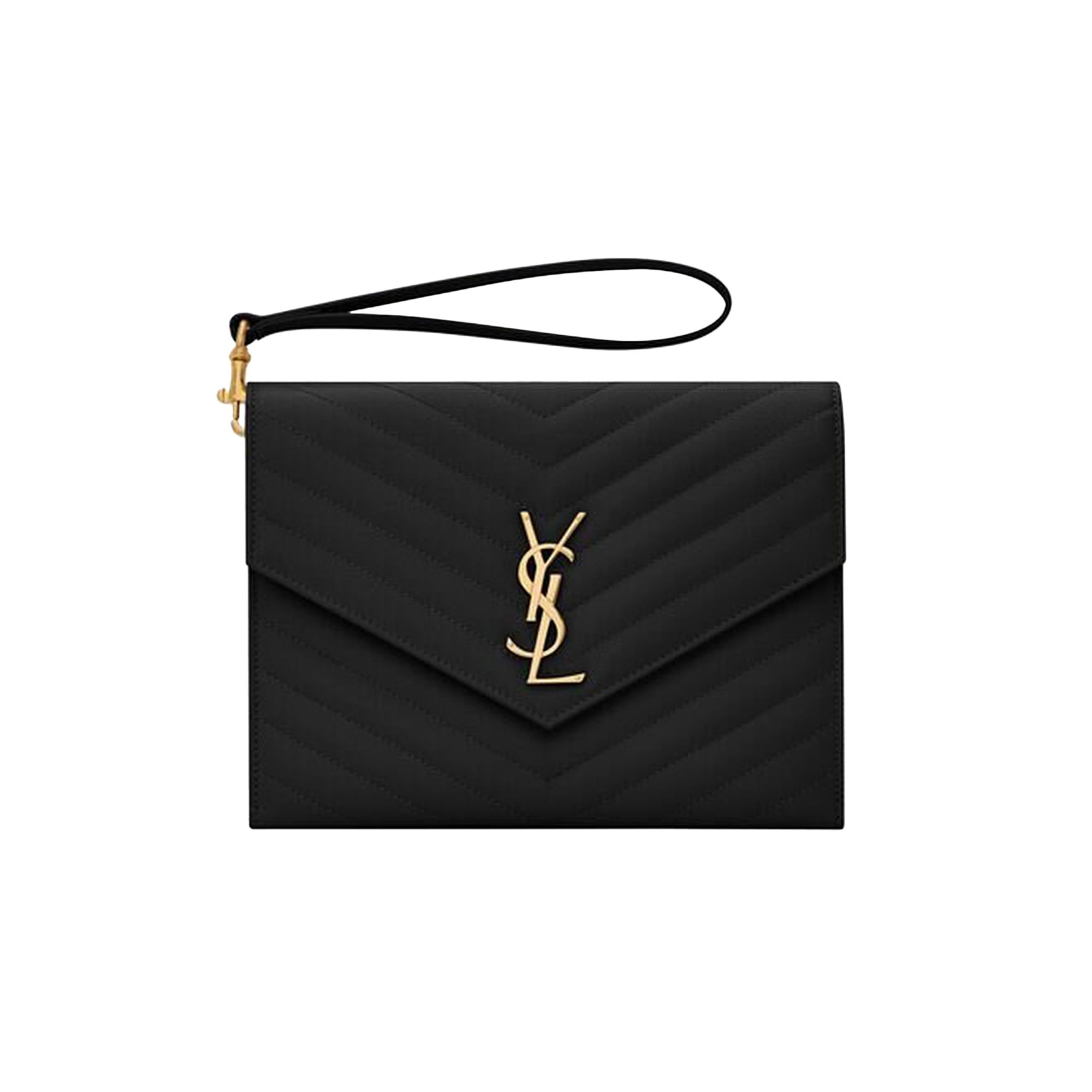 Pre-owned Saint Laurent Cassandre Matelassé Flap Pouch 'black'